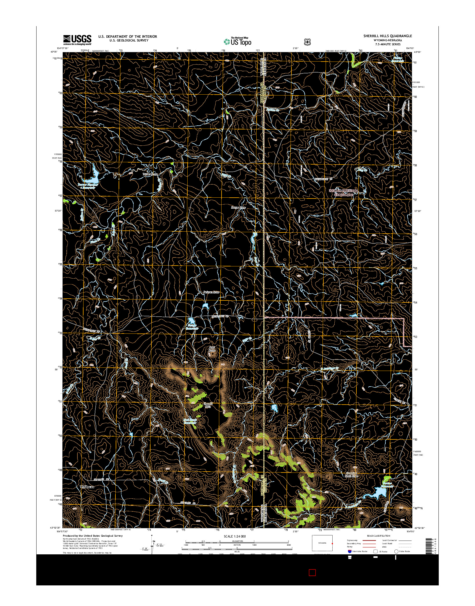 USGS US TOPO 7.5-MINUTE MAP FOR SHERRILL HILLS, WY-NE 2015