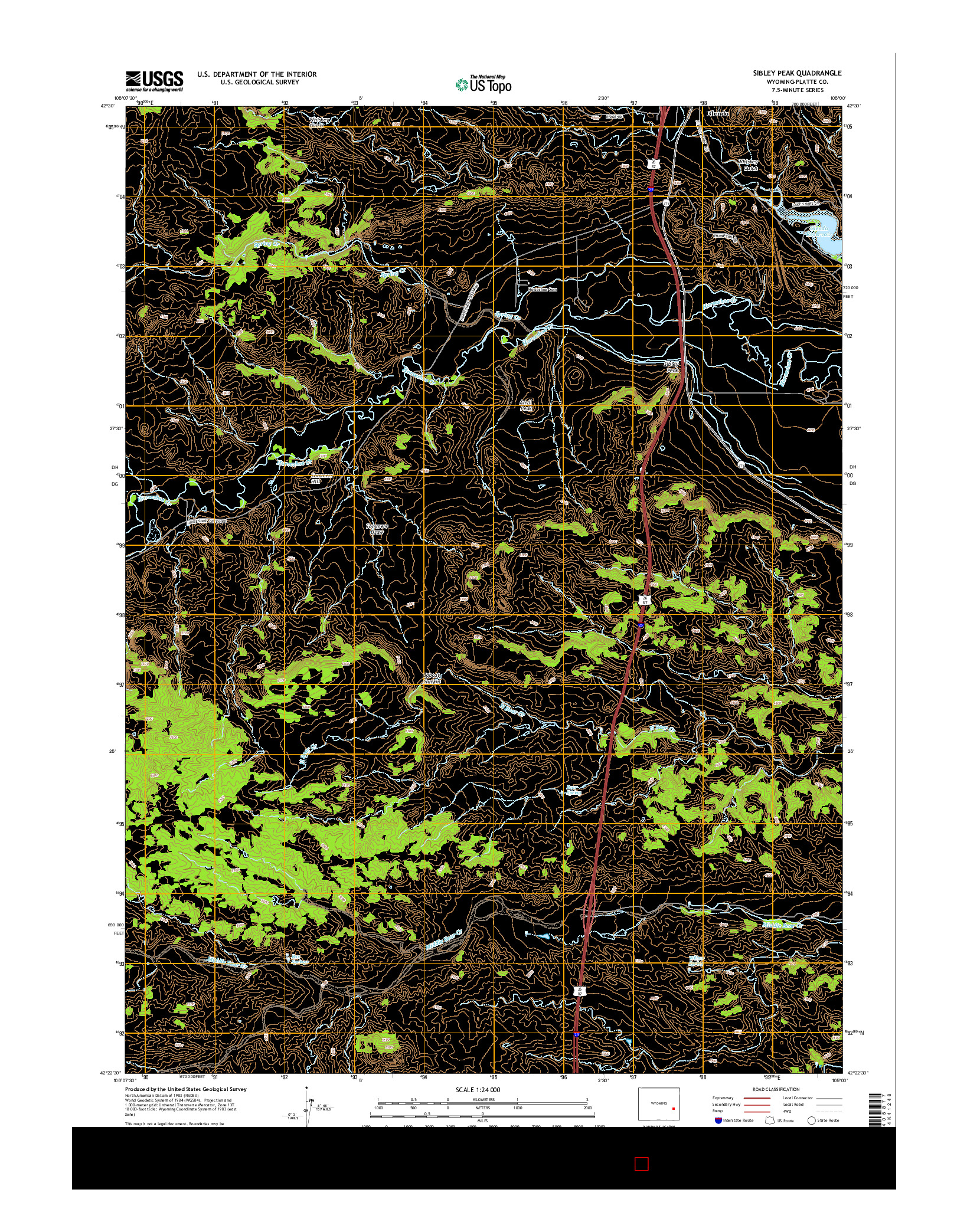 USGS US TOPO 7.5-MINUTE MAP FOR SIBLEY PEAK, WY 2015