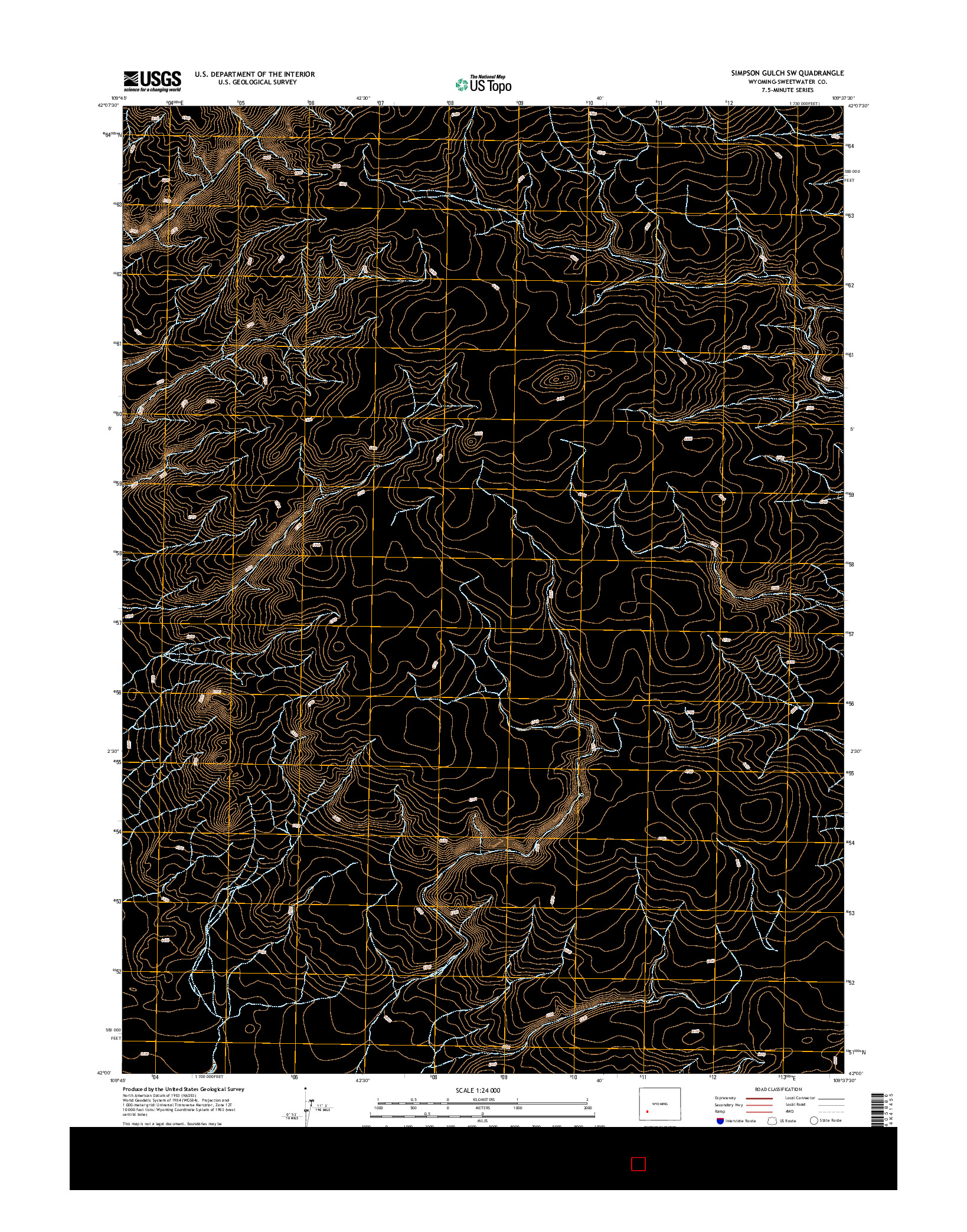 USGS US TOPO 7.5-MINUTE MAP FOR SIMPSON GULCH SW, WY 2015