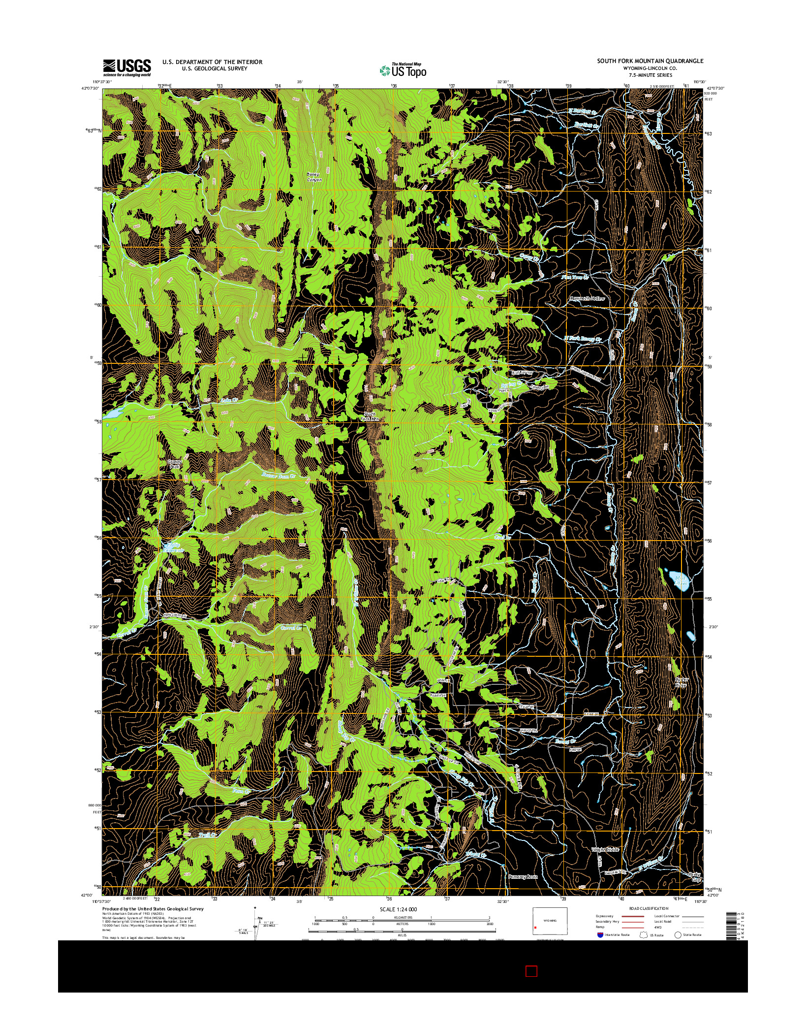 USGS US TOPO 7.5-MINUTE MAP FOR SOUTH FORK MOUNTAIN, WY 2015