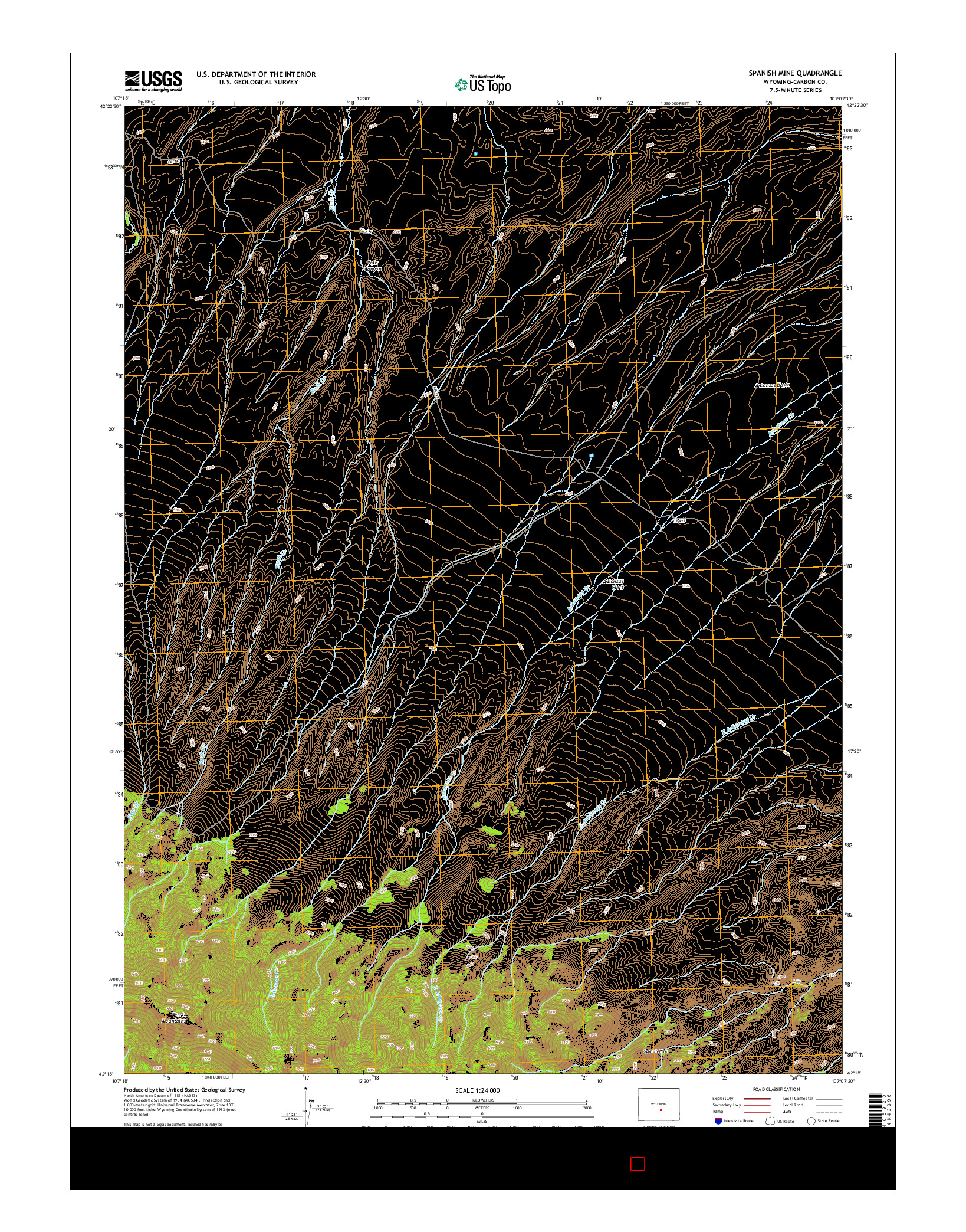USGS US TOPO 7.5-MINUTE MAP FOR SPANISH MINE, WY 2015