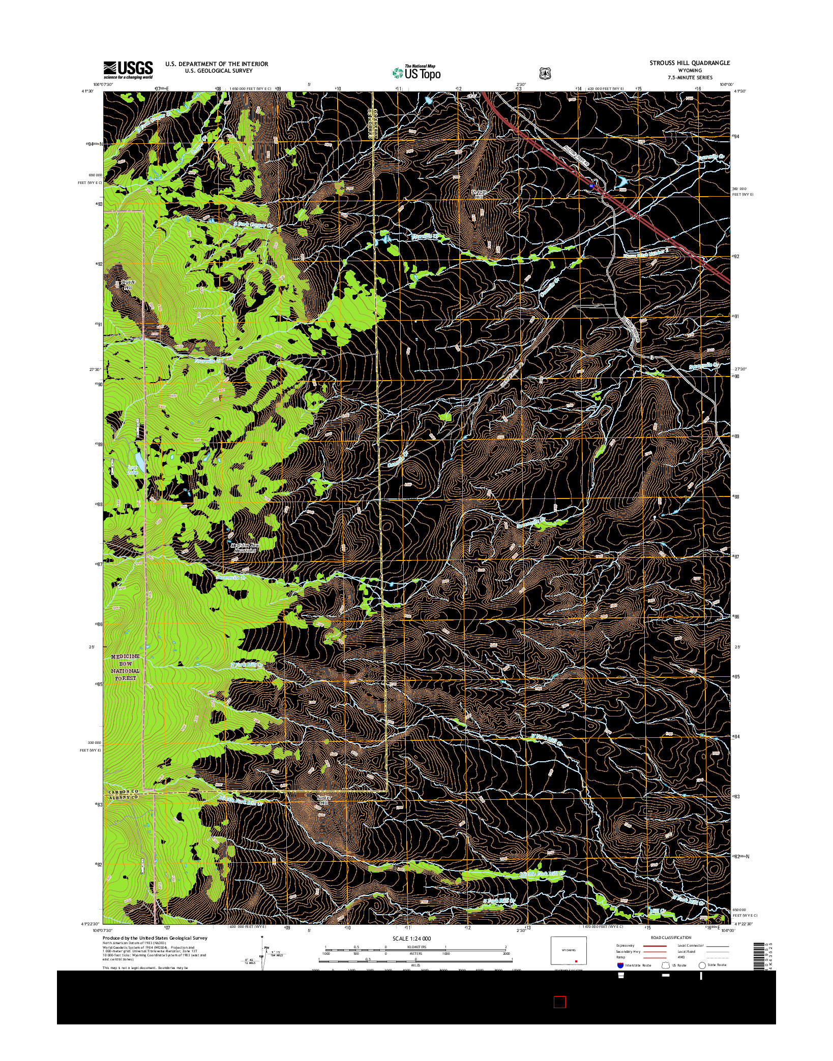 USGS US TOPO 7.5-MINUTE MAP FOR STROUSS HILL, WY 2015