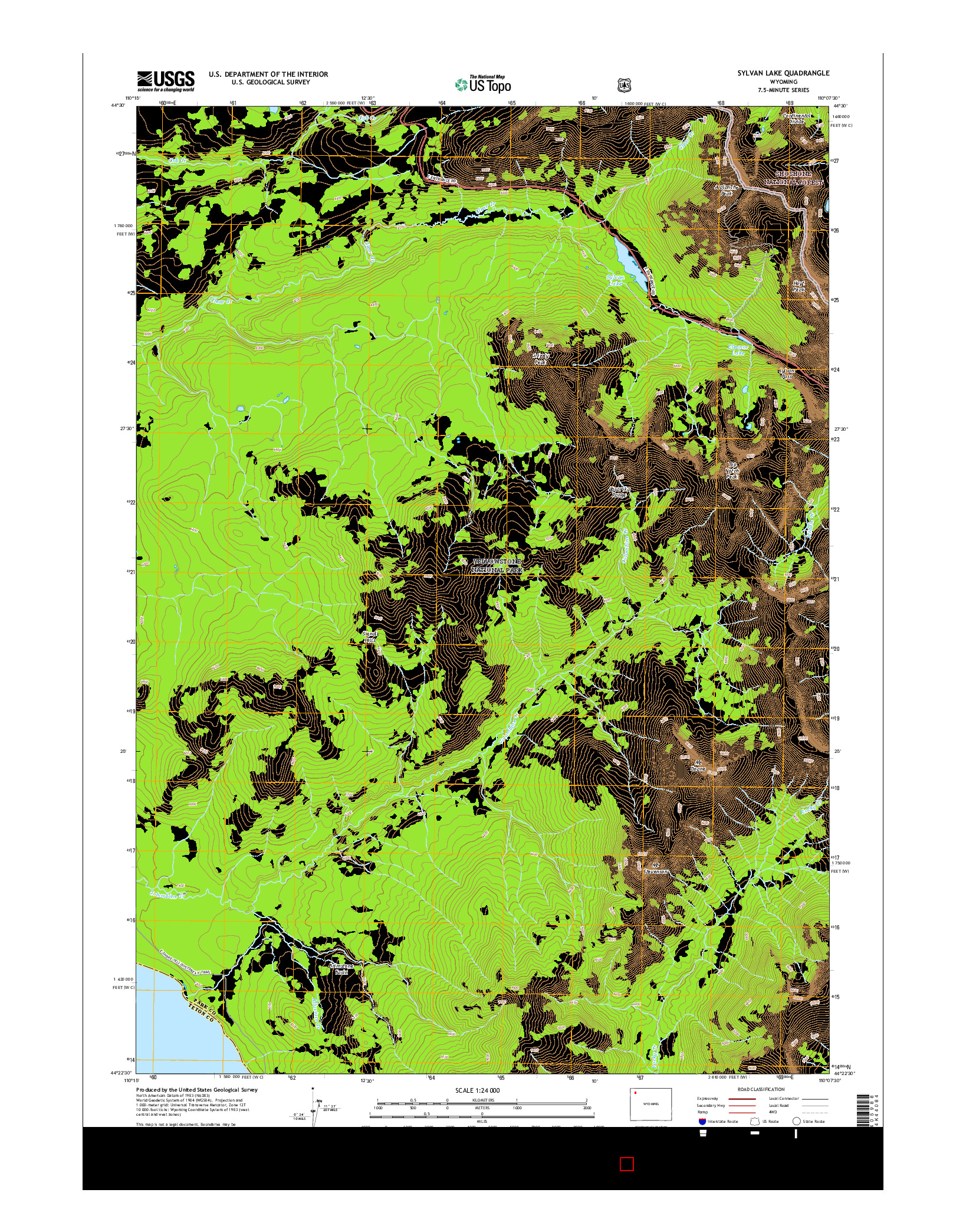 USGS US TOPO 7.5-MINUTE MAP FOR SYLVAN LAKE, WY 2015