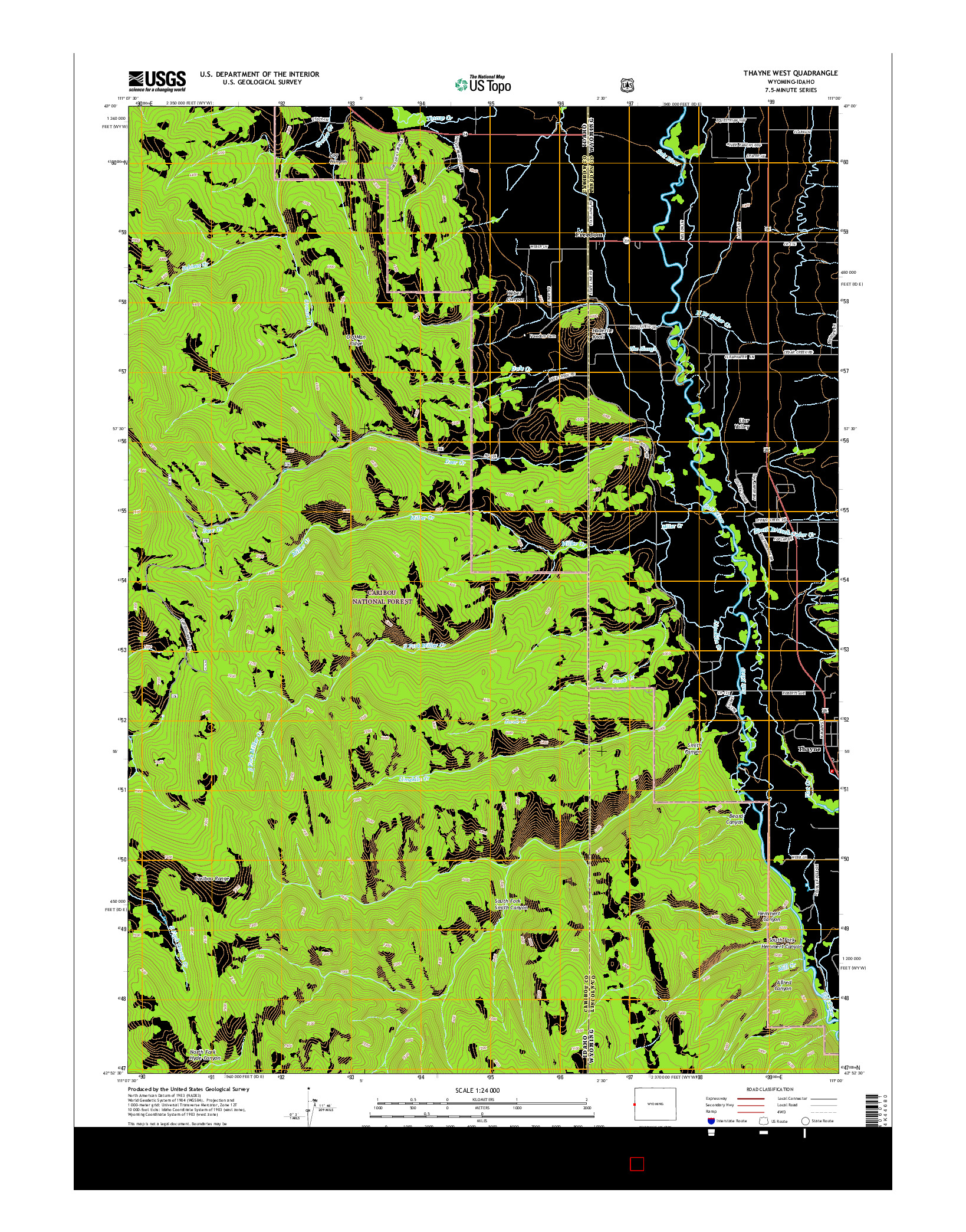 USGS US TOPO 7.5-MINUTE MAP FOR THAYNE WEST, WY-ID 2015