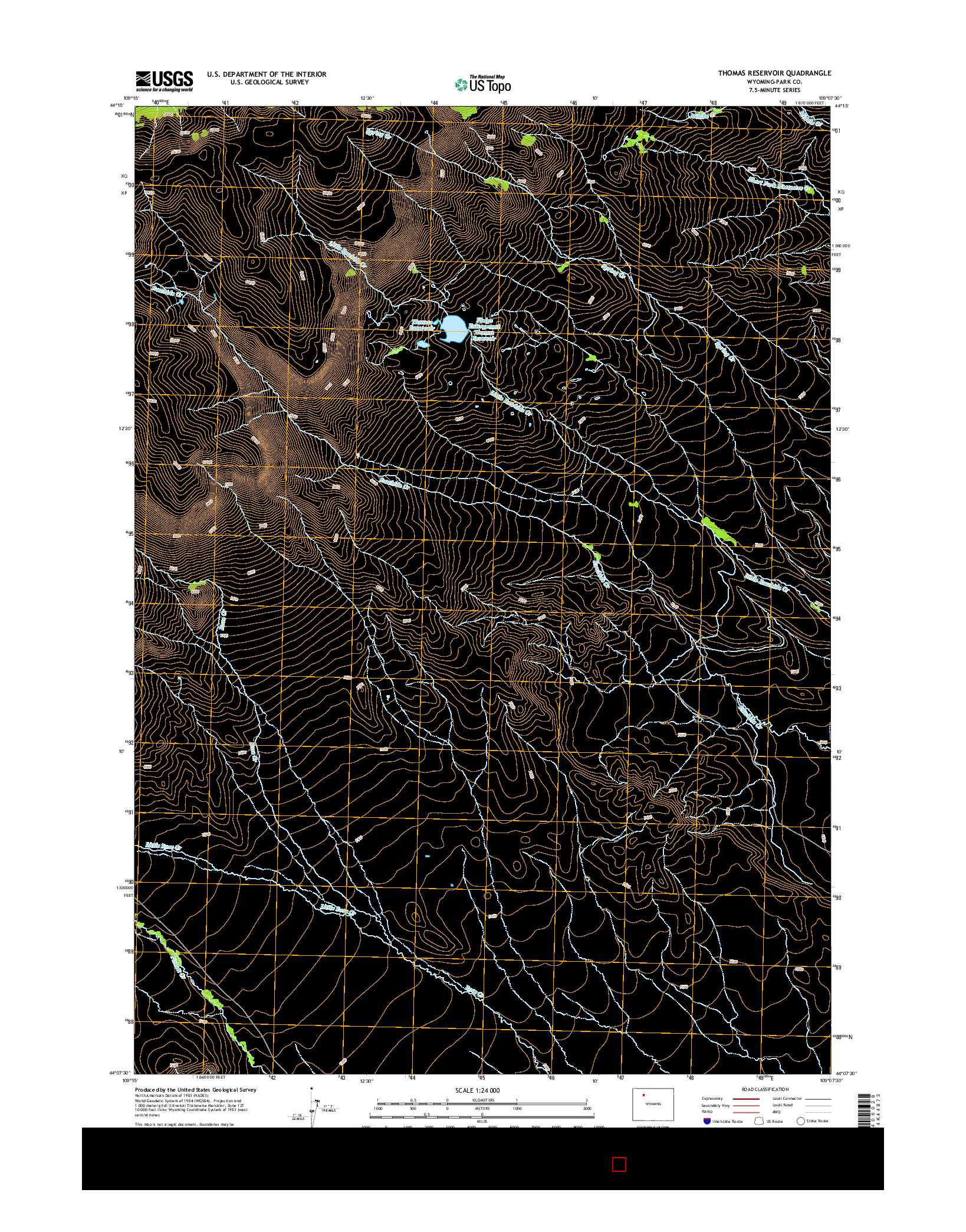 USGS US TOPO 7.5-MINUTE MAP FOR THOMAS RESERVOIR, WY 2015