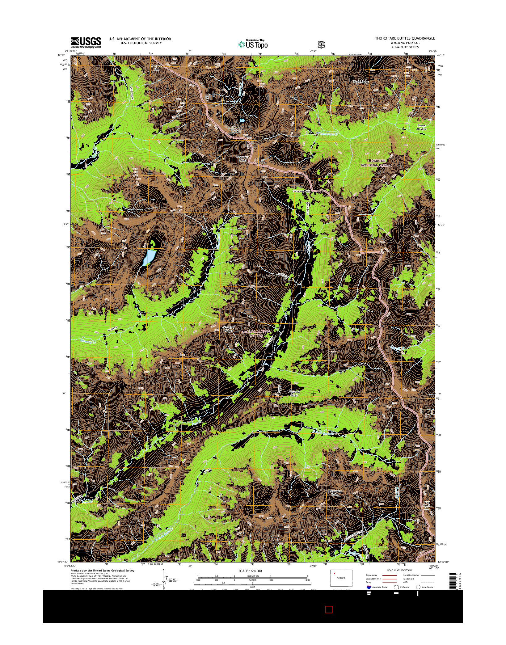 USGS US TOPO 7.5-MINUTE MAP FOR THOROFARE BUTTES, WY 2015