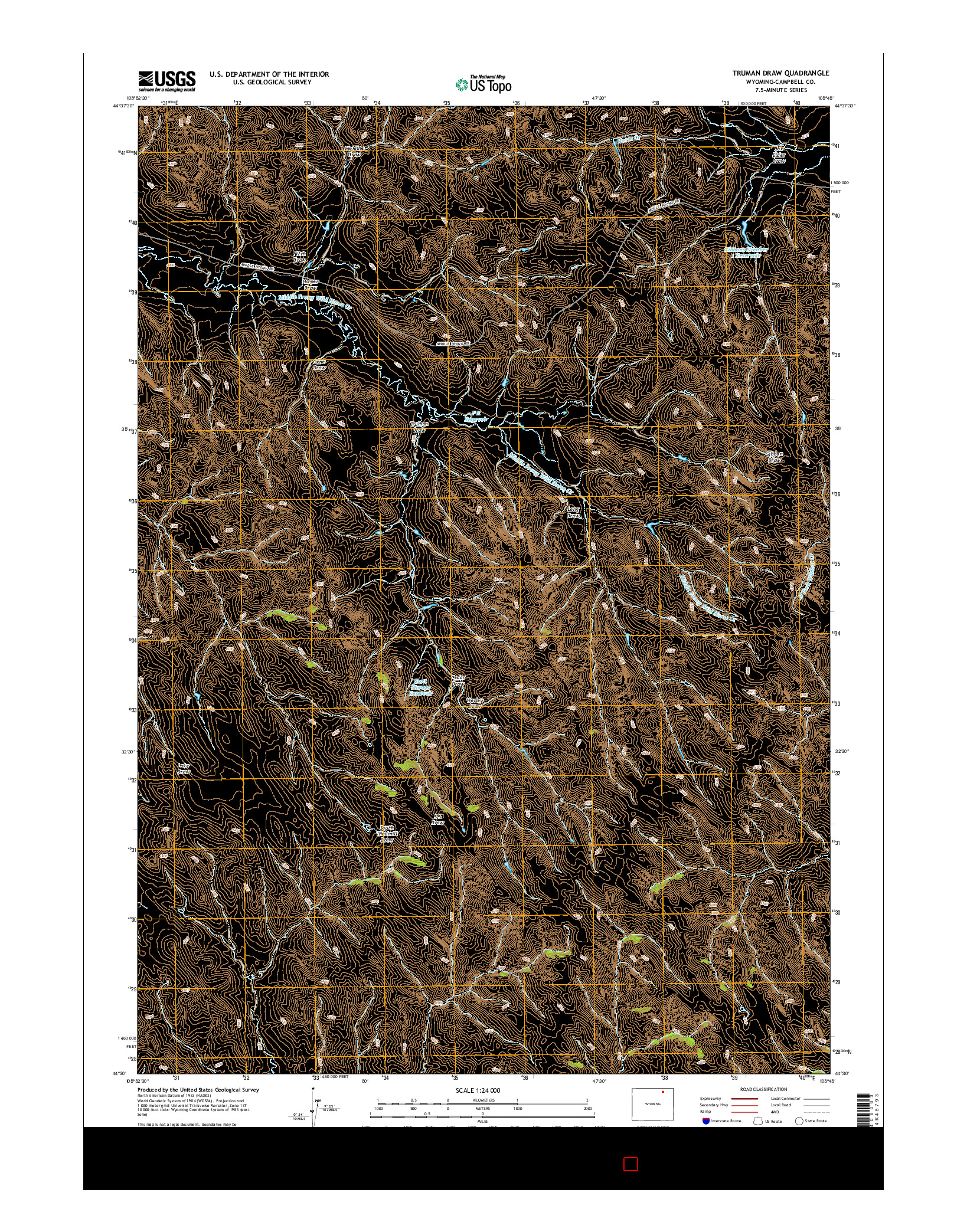 USGS US TOPO 7.5-MINUTE MAP FOR TRUMAN DRAW, WY 2015