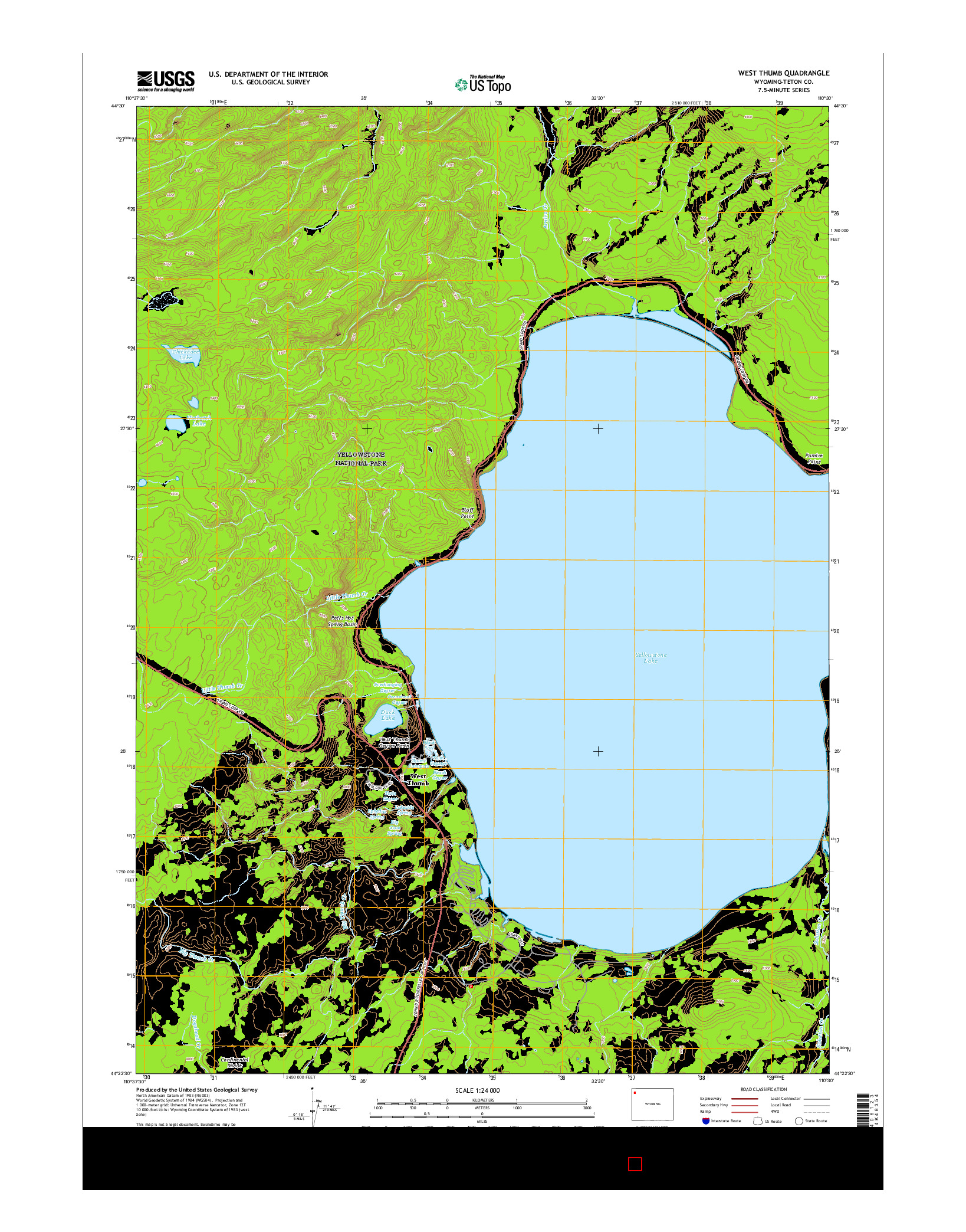 USGS US TOPO 7.5-MINUTE MAP FOR WEST THUMB, WY 2015