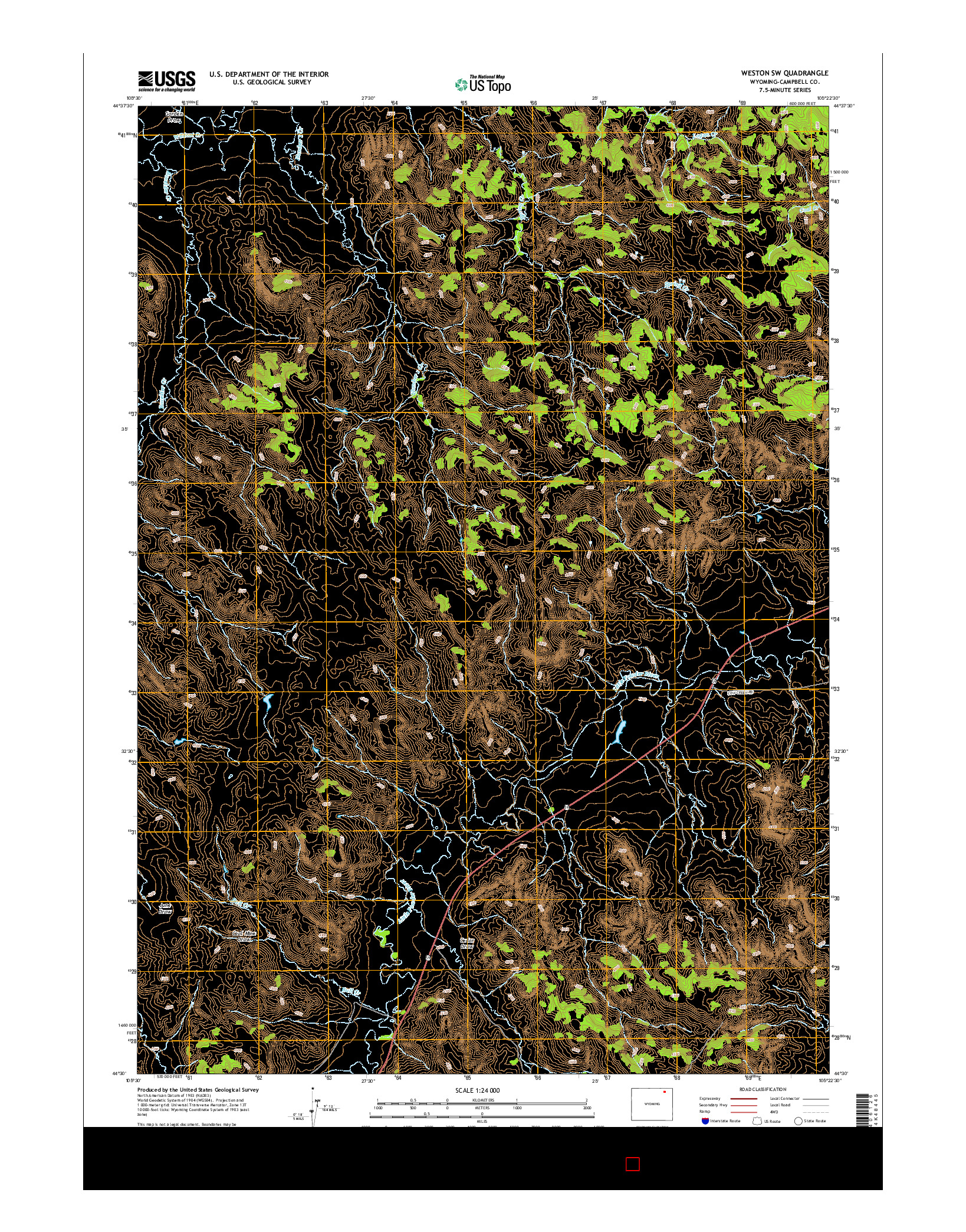 USGS US TOPO 7.5-MINUTE MAP FOR WESTON SW, WY 2015