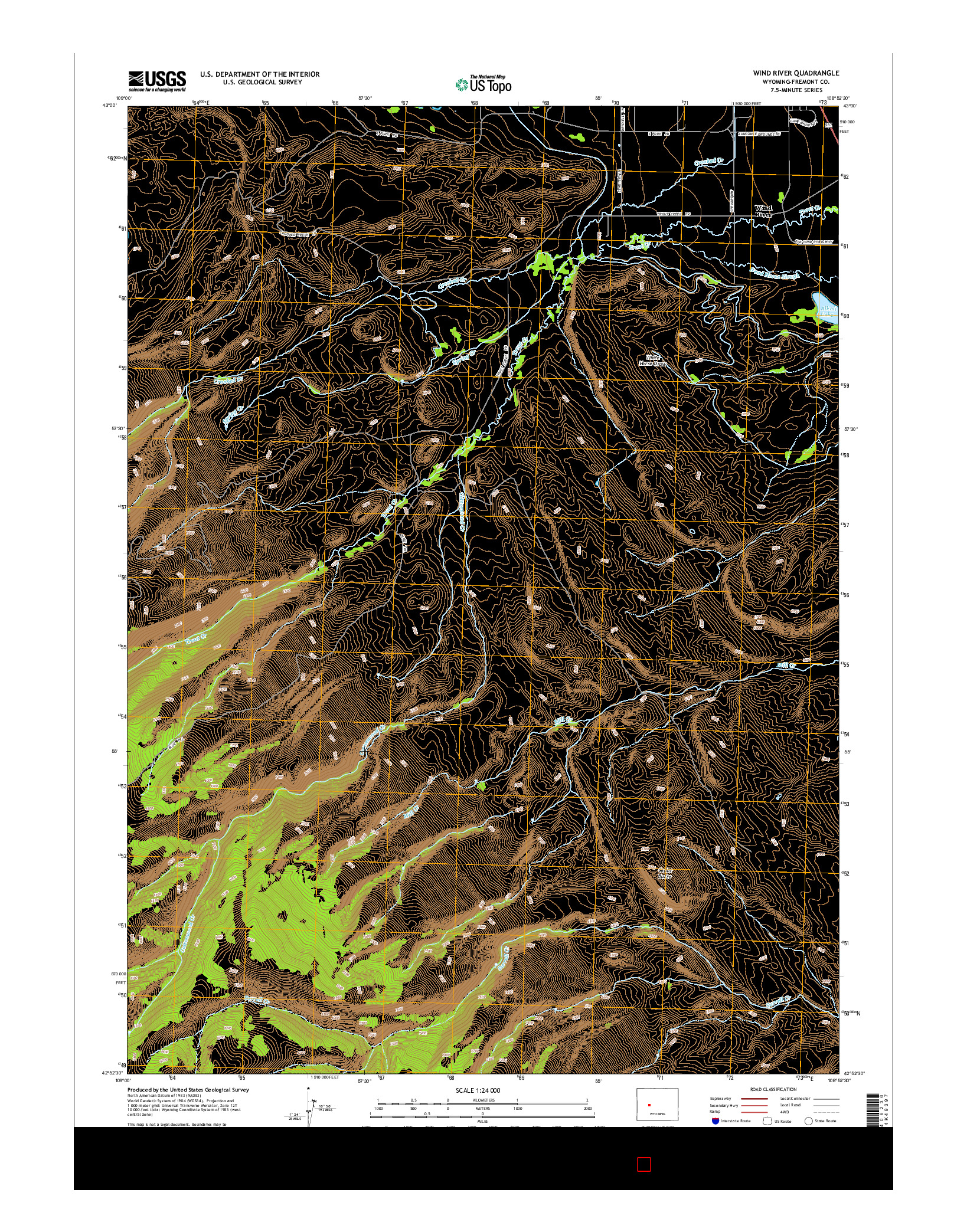 USGS US TOPO 7.5-MINUTE MAP FOR WIND RIVER, WY 2015