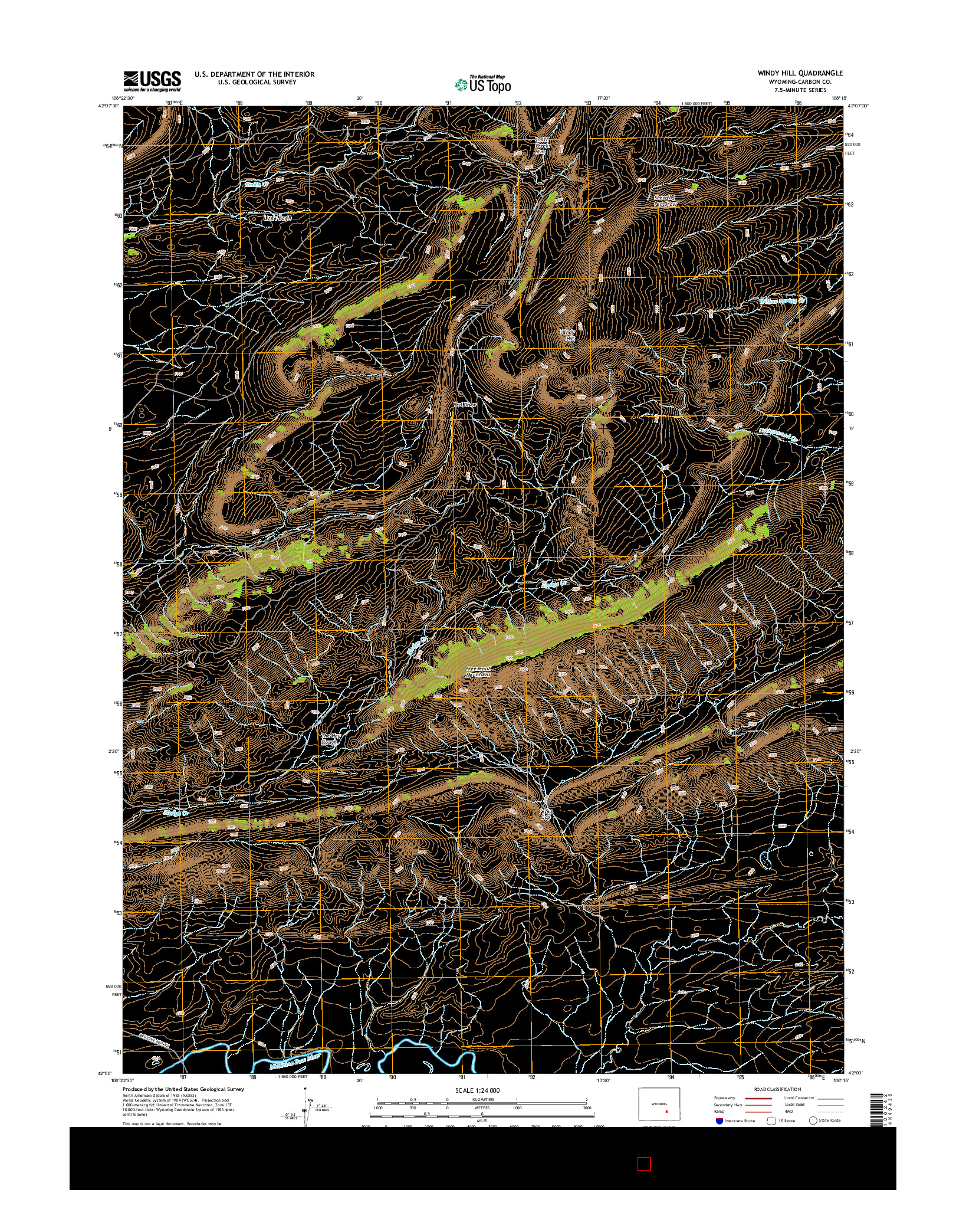 USGS US TOPO 7.5-MINUTE MAP FOR WINDY HILL, WY 2015