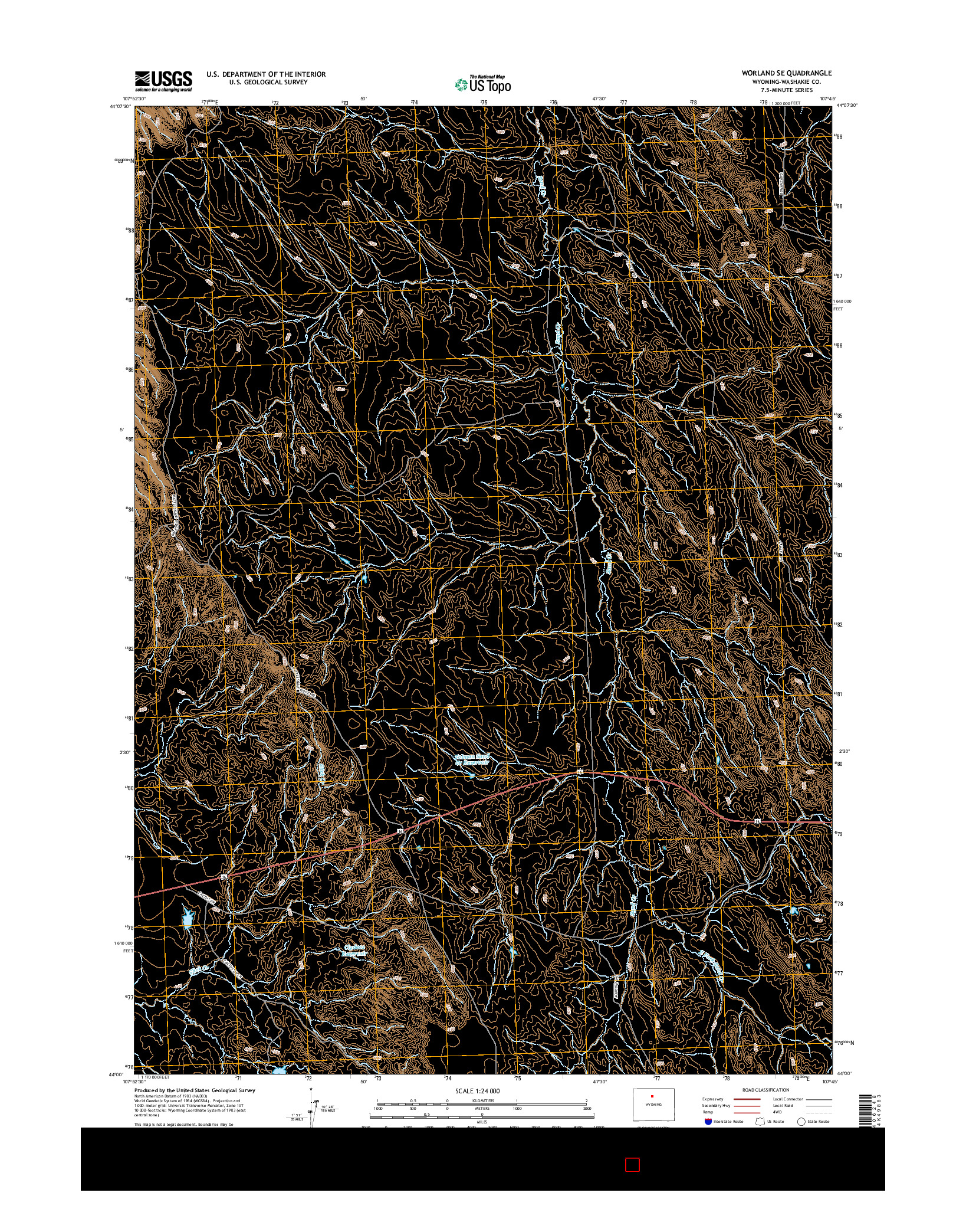 USGS US TOPO 7.5-MINUTE MAP FOR WORLAND SE, WY 2015