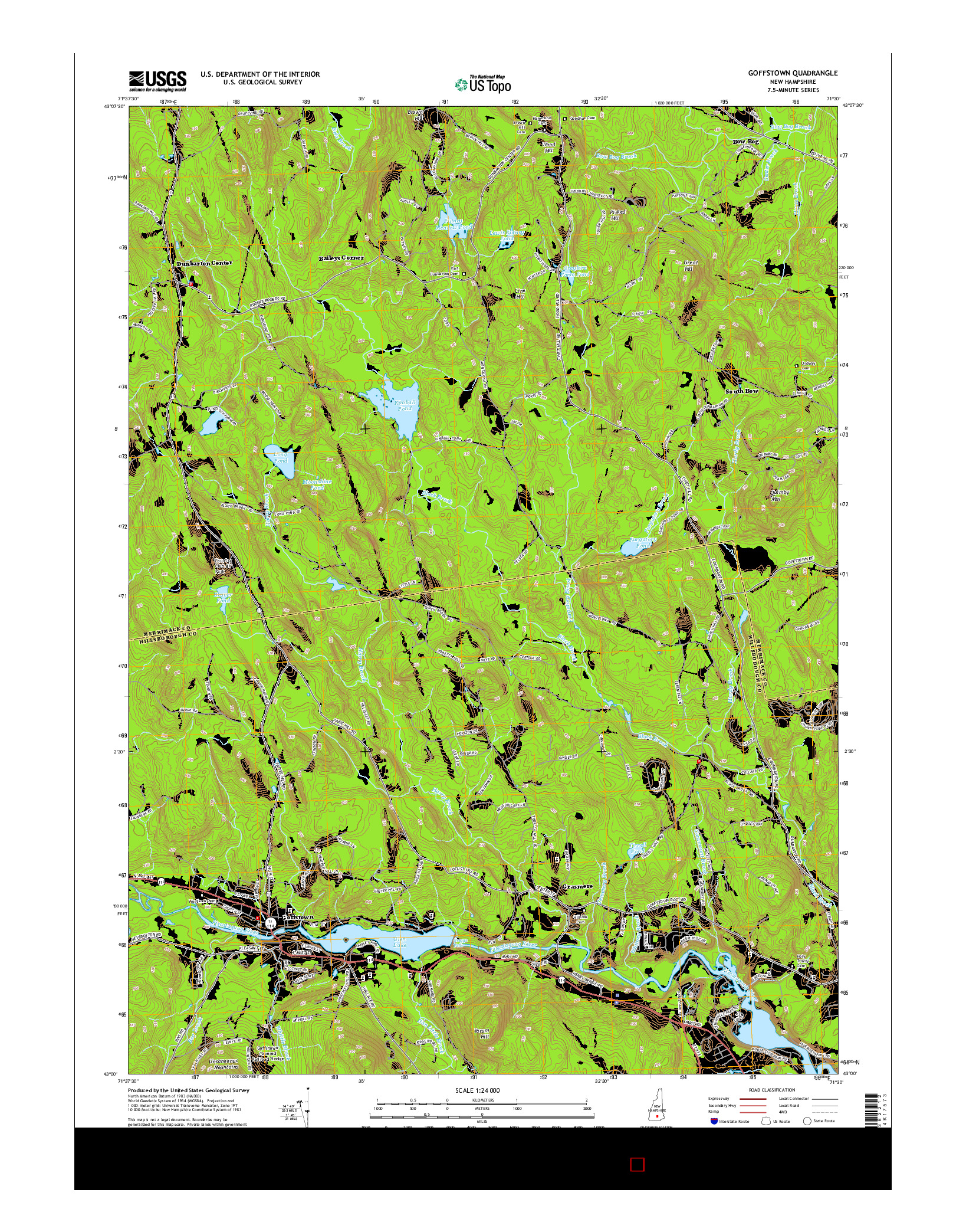 USGS US TOPO 7.5-MINUTE MAP FOR GOFFSTOWN, NH 2015