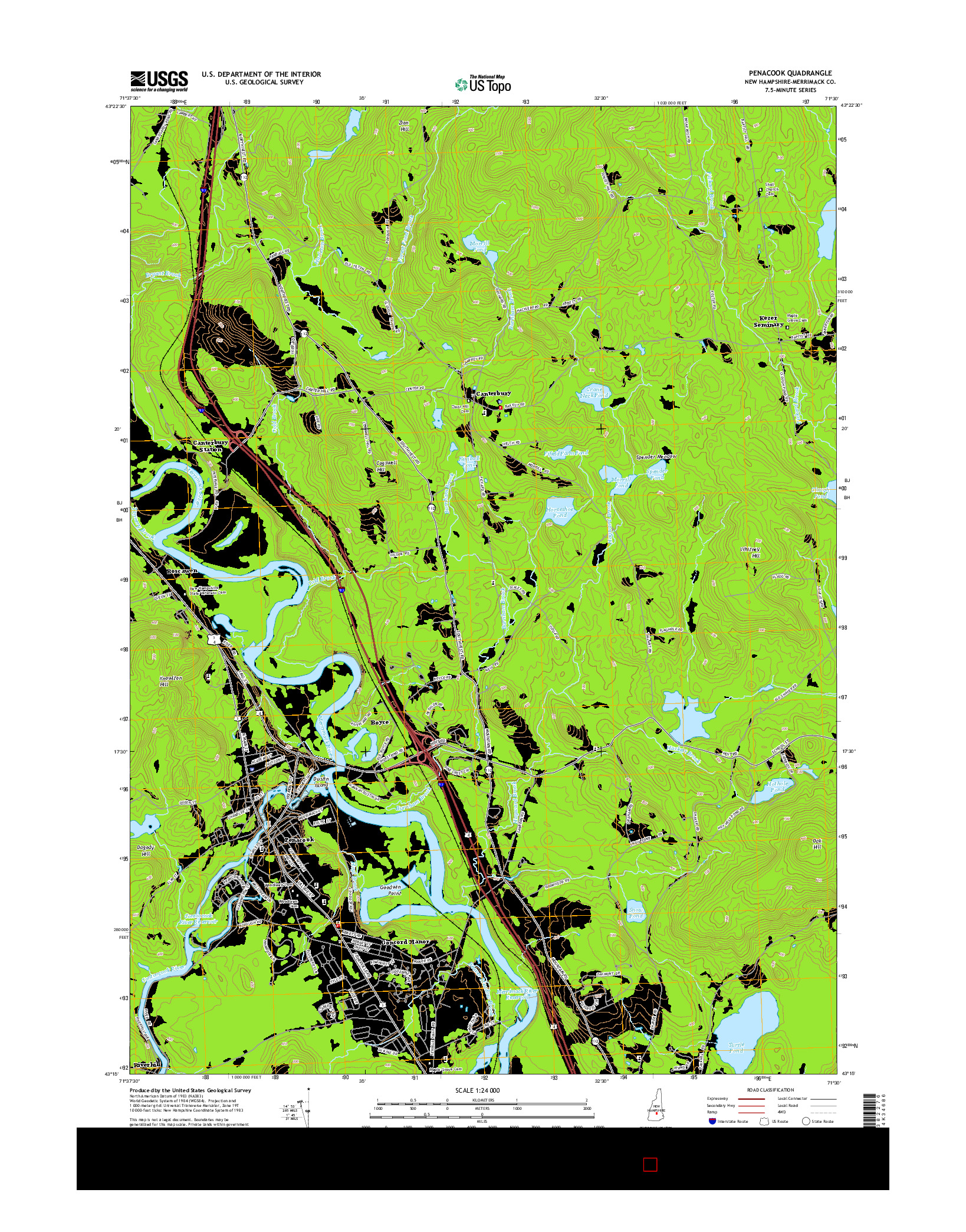 USGS US TOPO 7.5-MINUTE MAP FOR PENACOOK, NH 2015