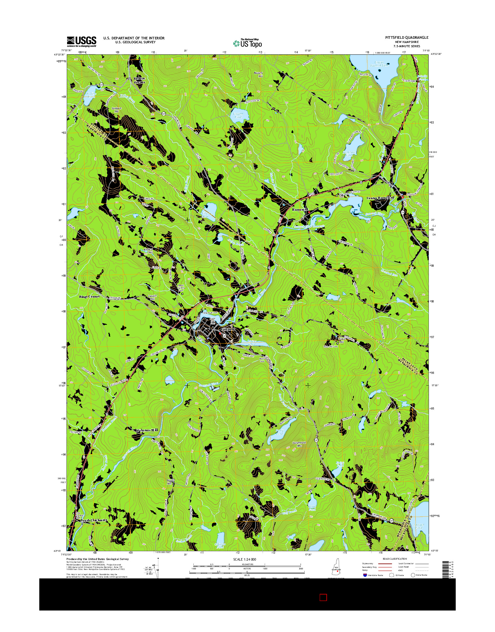 USGS US TOPO 7.5-MINUTE MAP FOR PITTSFIELD, NH 2015