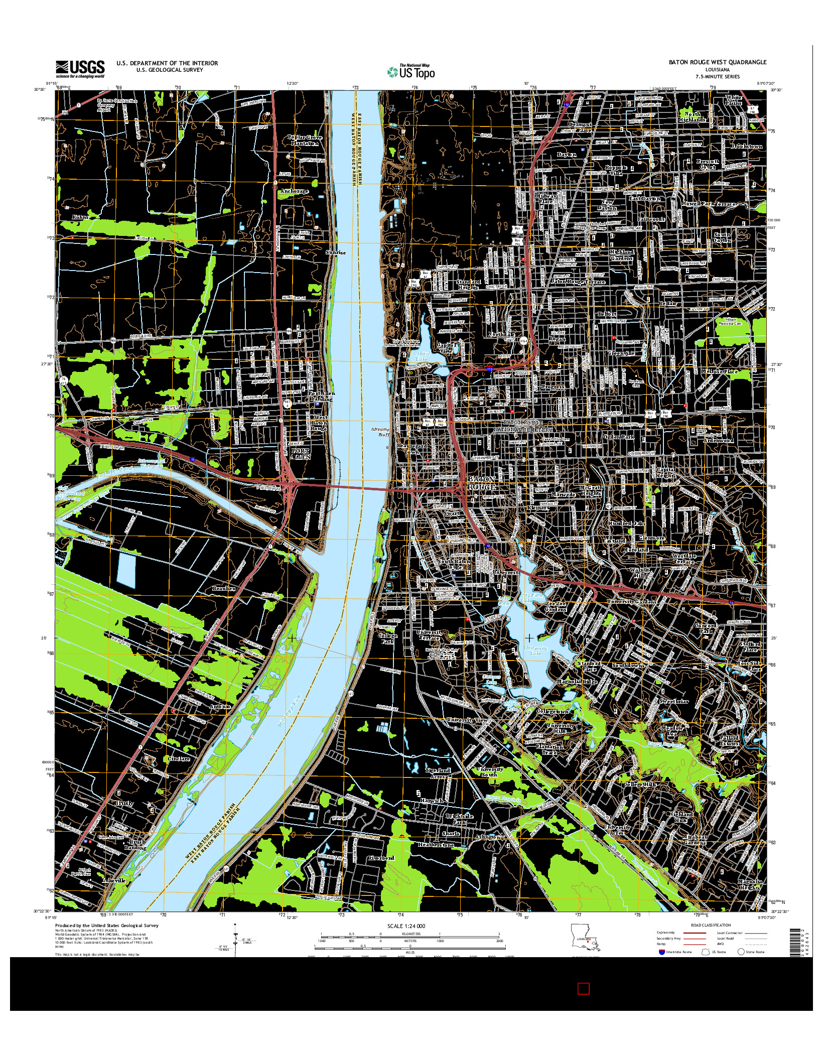 USGS US TOPO 7.5-MINUTE MAP FOR BATON ROUGE WEST, LA 2015