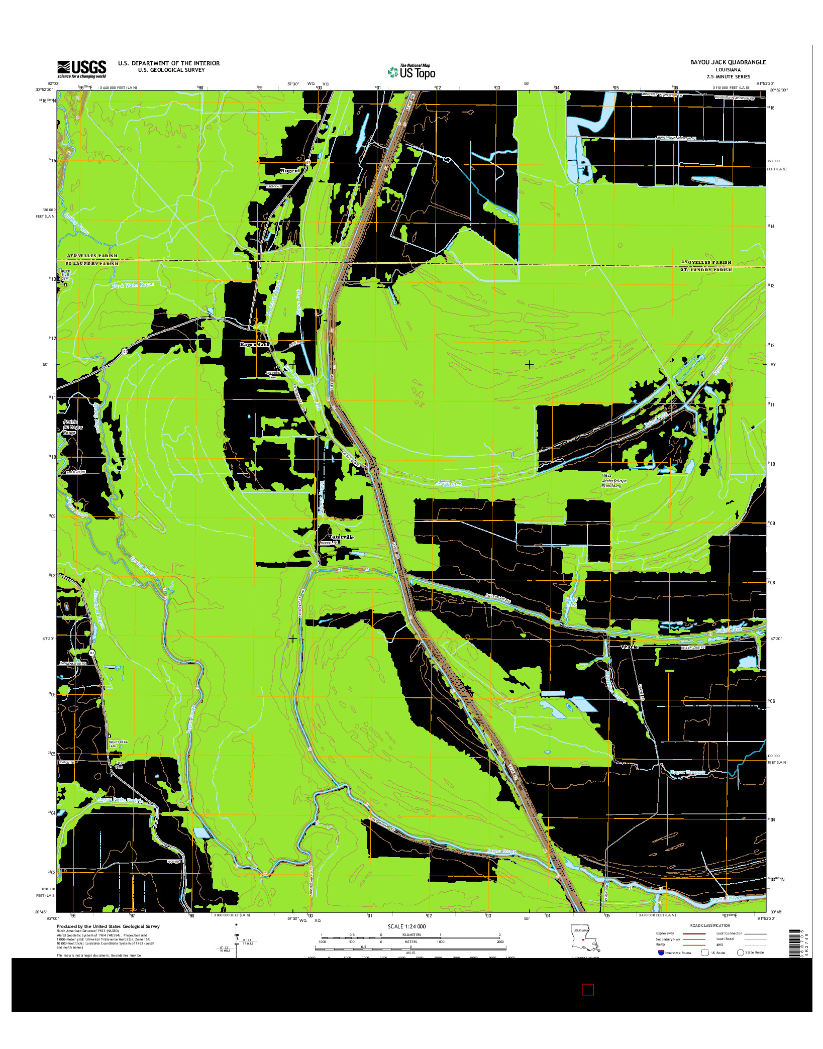 USGS US TOPO 7.5-MINUTE MAP FOR BAYOU JACK, LA 2015