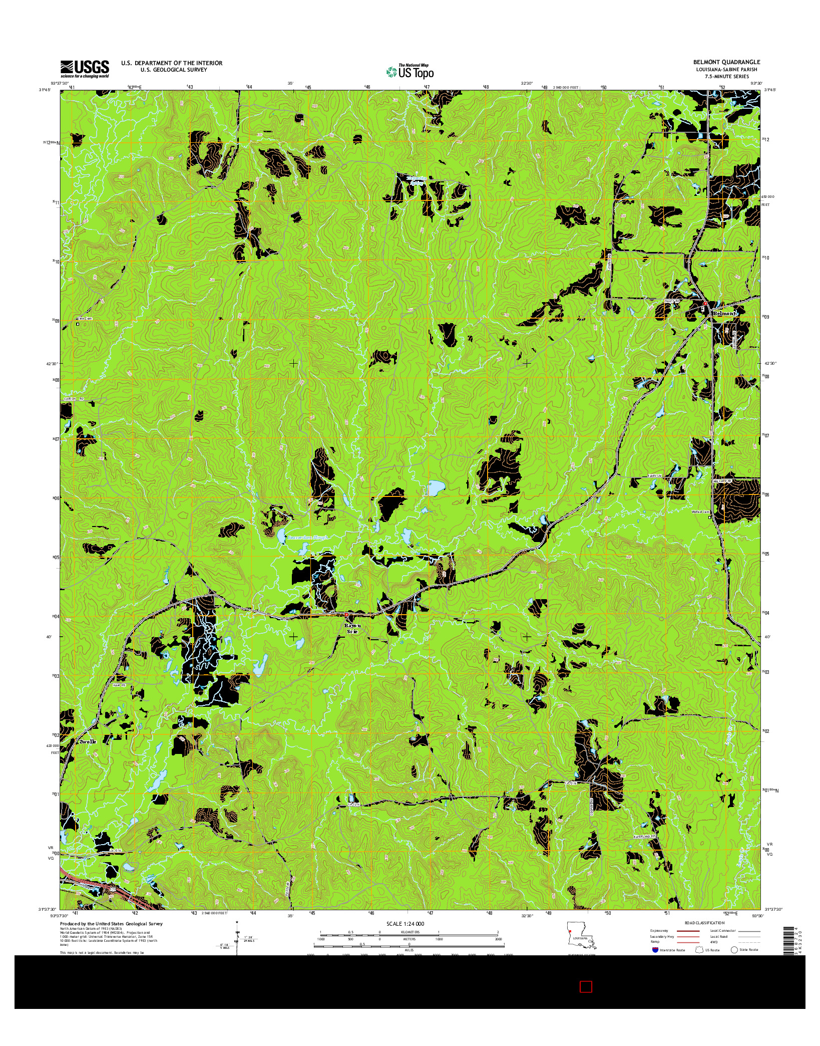 USGS US TOPO 7.5-MINUTE MAP FOR BELMONT, LA 2015