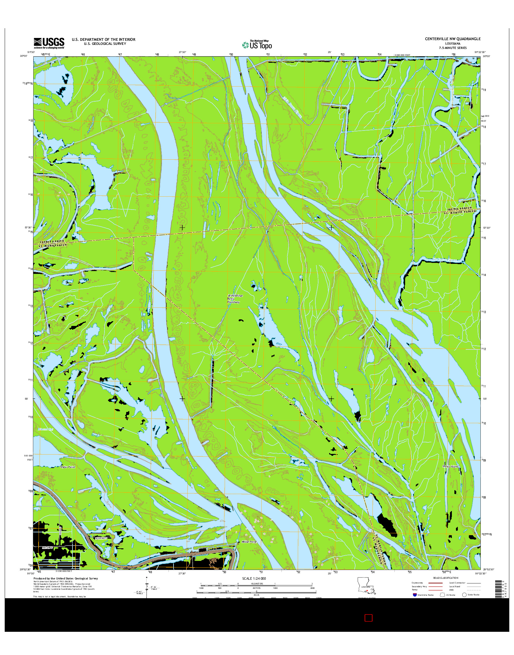 USGS US TOPO 7.5-MINUTE MAP FOR CENTERVILLE NW, LA 2015