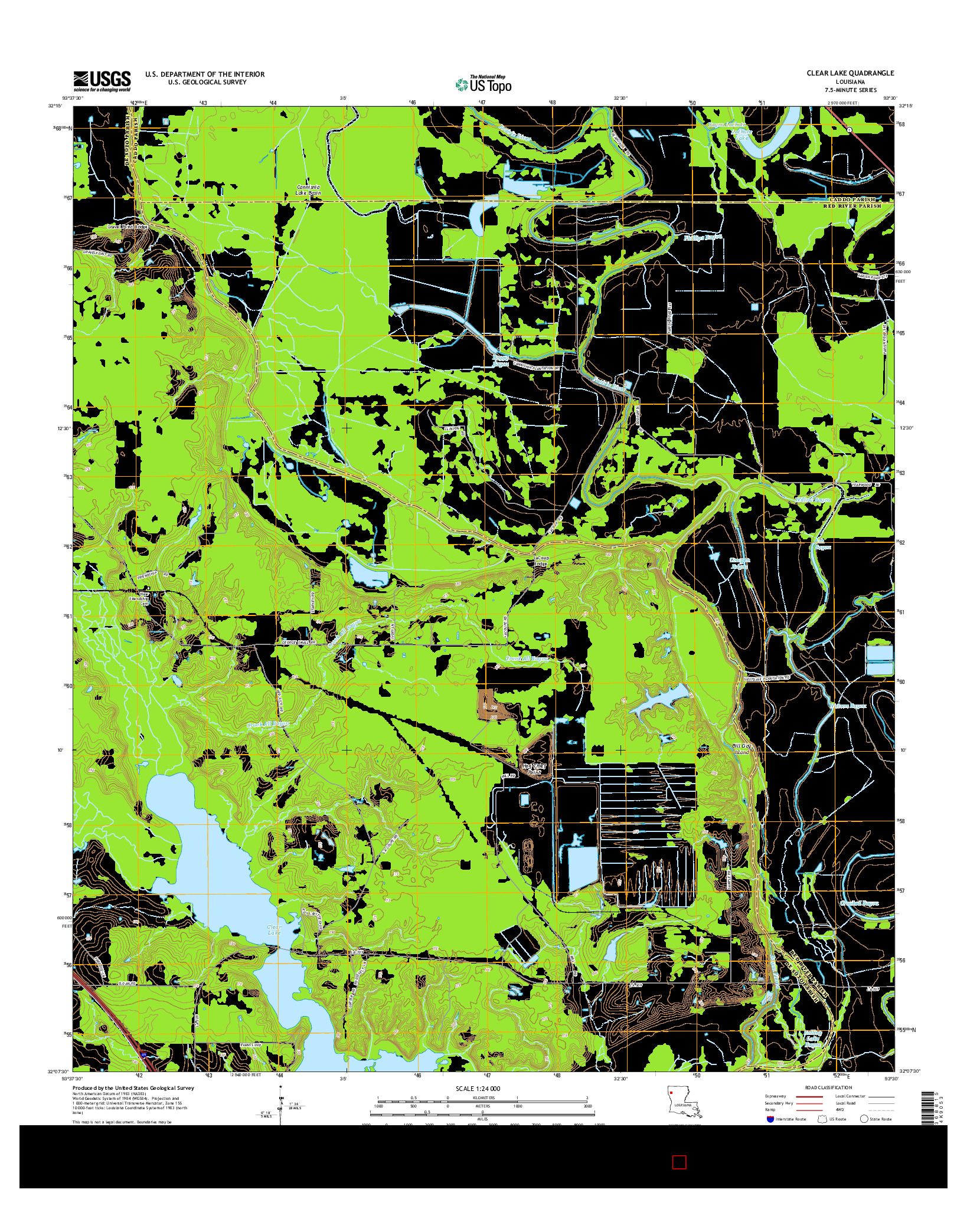 USGS US TOPO 7.5-MINUTE MAP FOR CLEAR LAKE, LA 2015