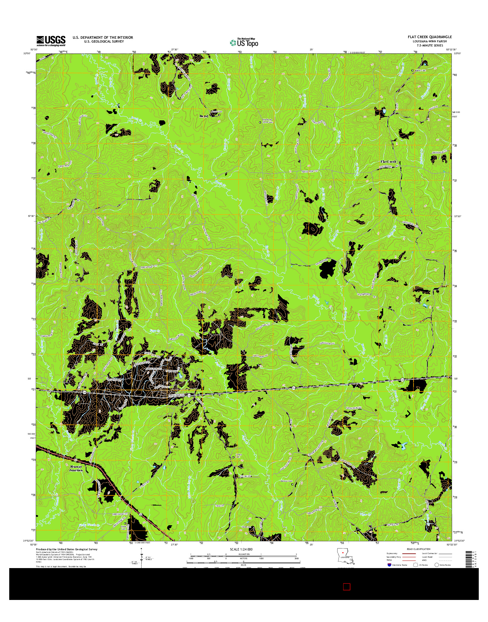 USGS US TOPO 7.5-MINUTE MAP FOR FLAT CREEK, LA 2015