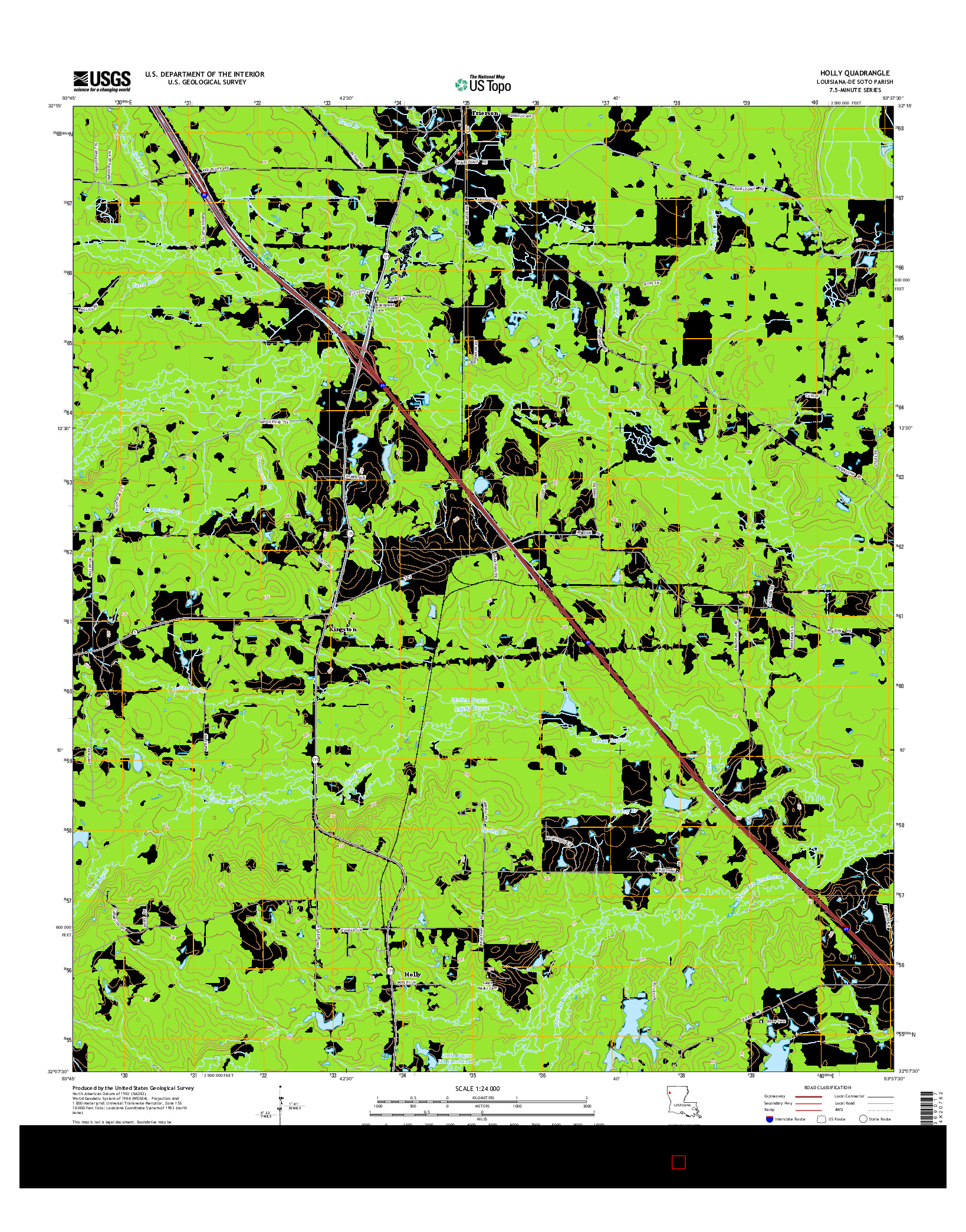 USGS US TOPO 7.5-MINUTE MAP FOR HOLLY, LA 2015