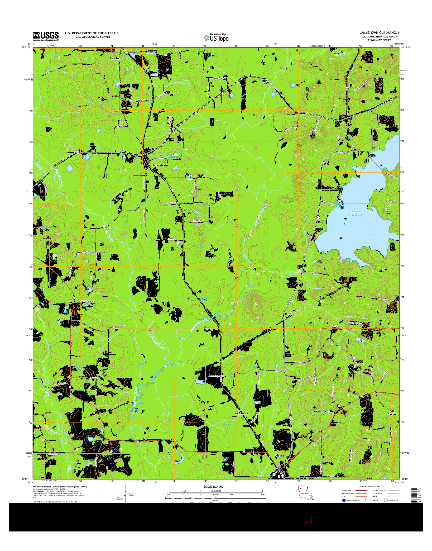 USGS US TOPO 7.5-MINUTE MAP FOR JAMESTOWN, LA 2015