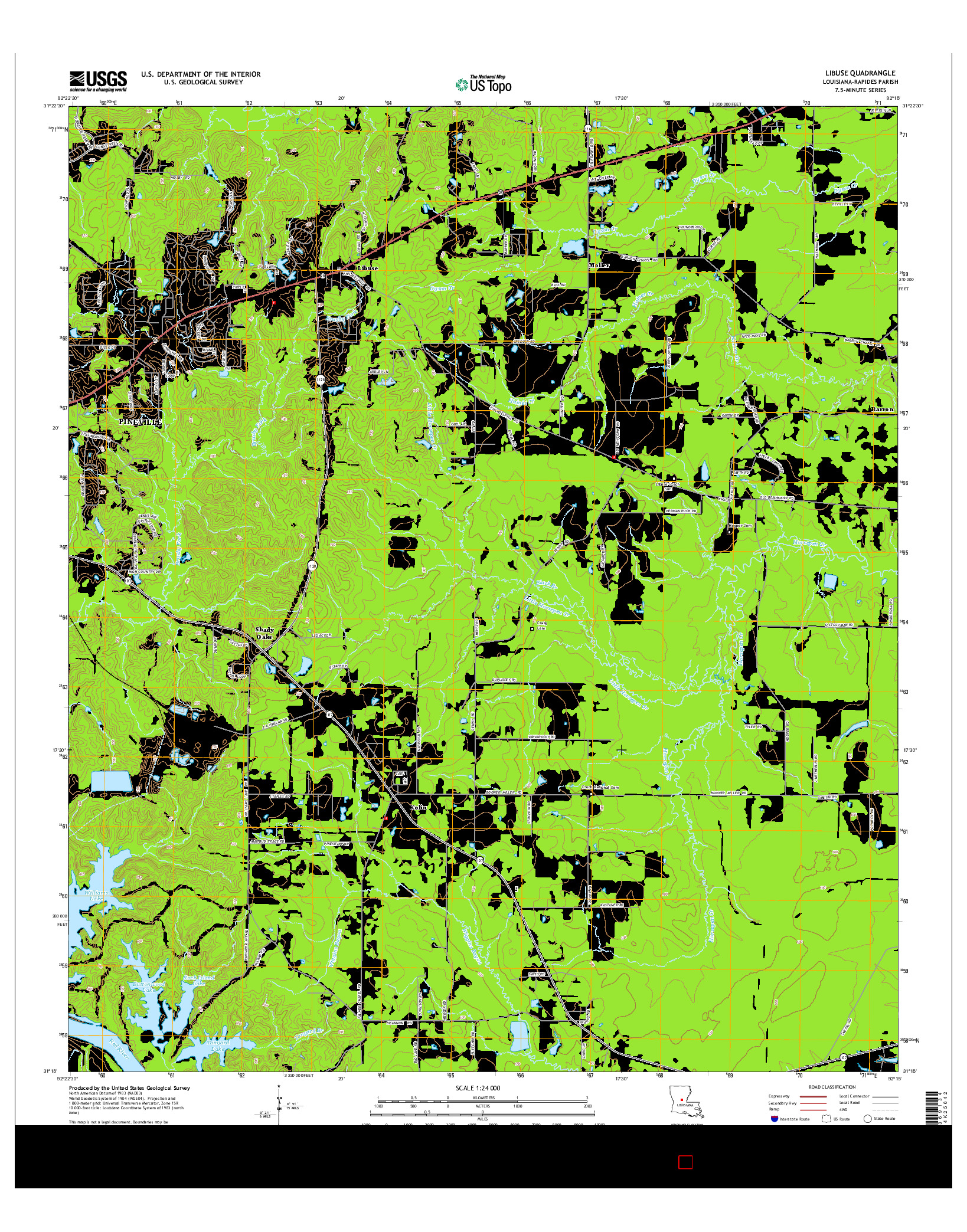 USGS US TOPO 7.5-MINUTE MAP FOR LIBUSE, LA 2015