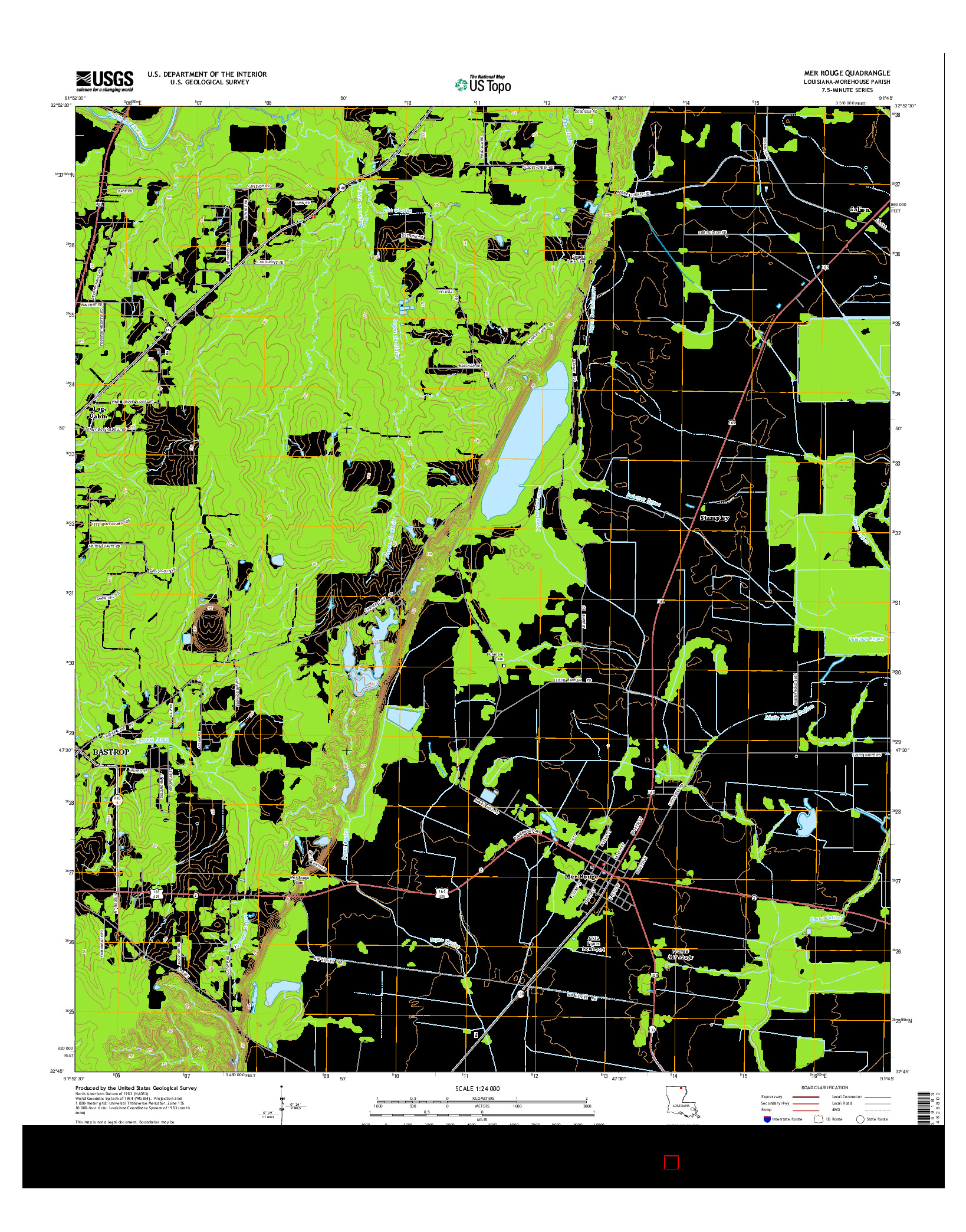 USGS US TOPO 7.5-MINUTE MAP FOR MER ROUGE, LA 2015