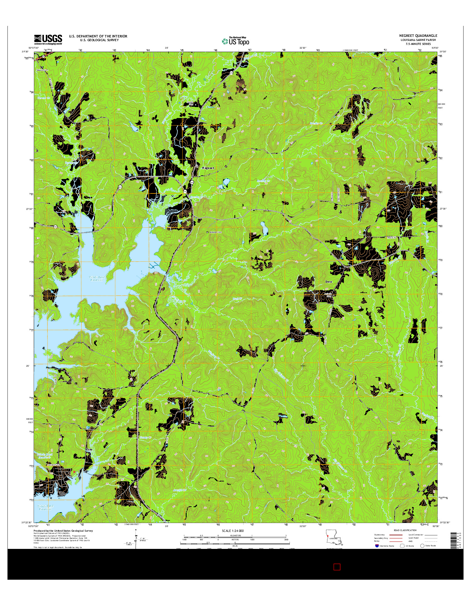 USGS US TOPO 7.5-MINUTE MAP FOR NEGREET, LA 2015
