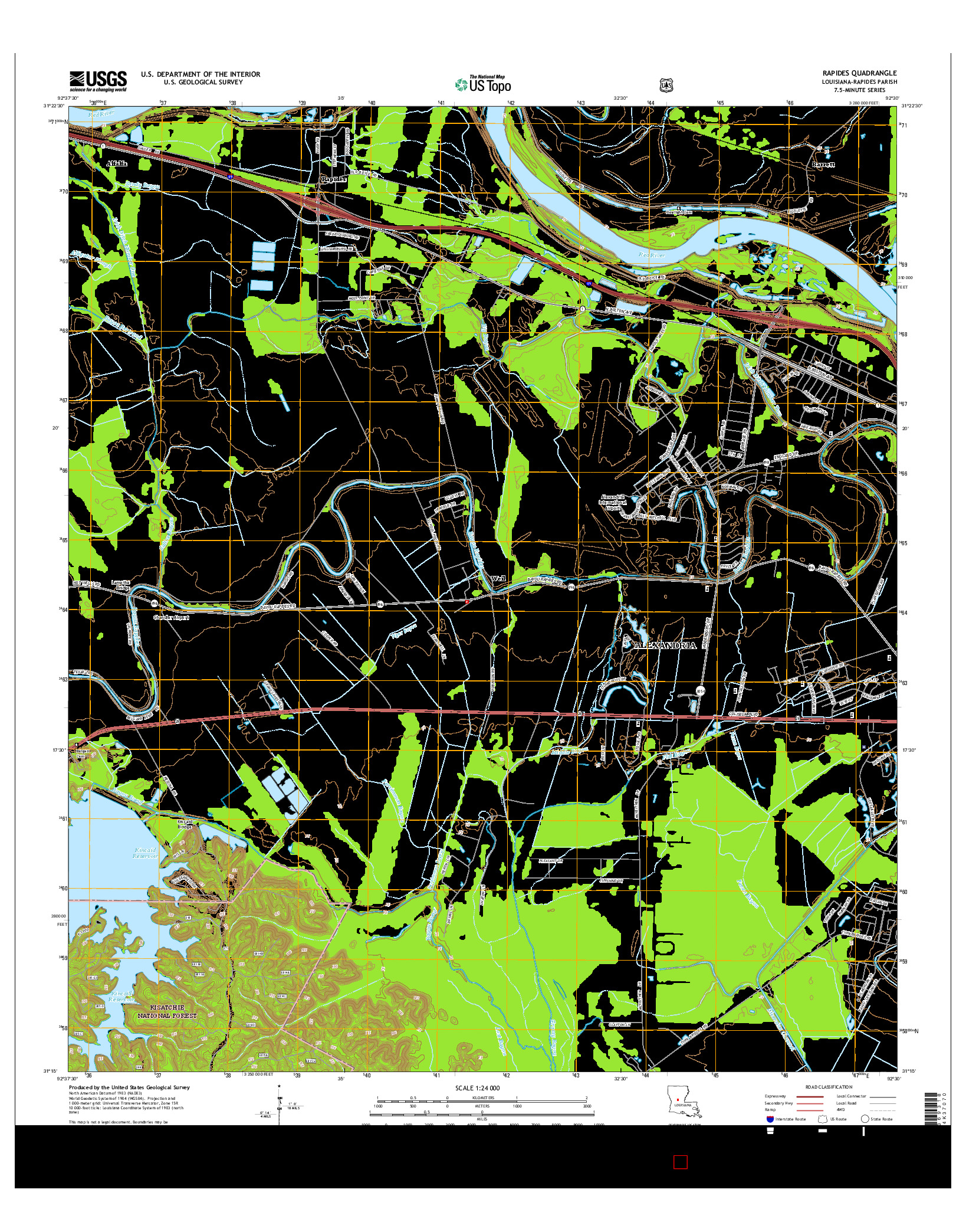 USGS US TOPO 7.5-MINUTE MAP FOR RAPIDES, LA 2015