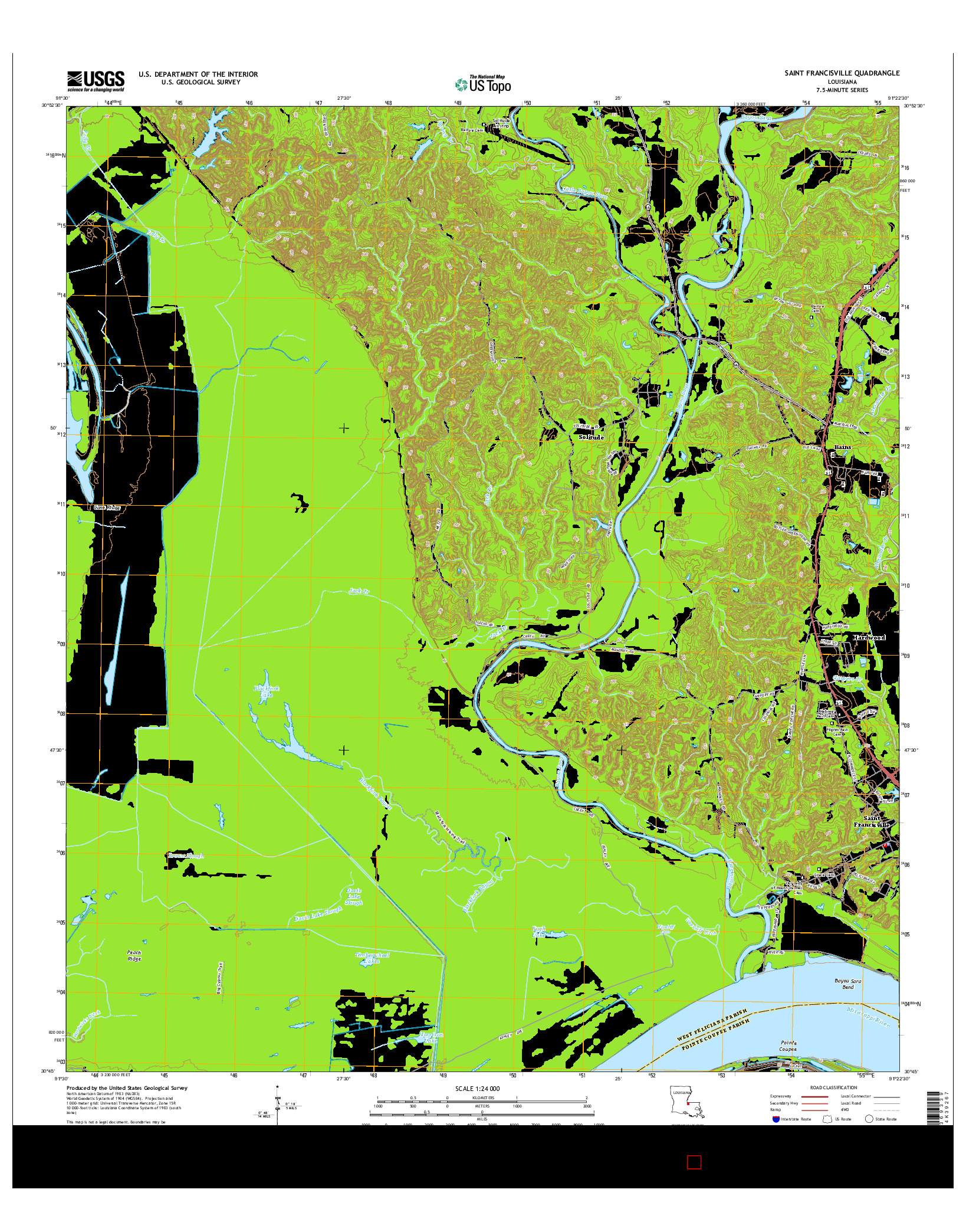 USGS US TOPO 7.5-MINUTE MAP FOR SAINT FRANCISVILLE, LA 2015