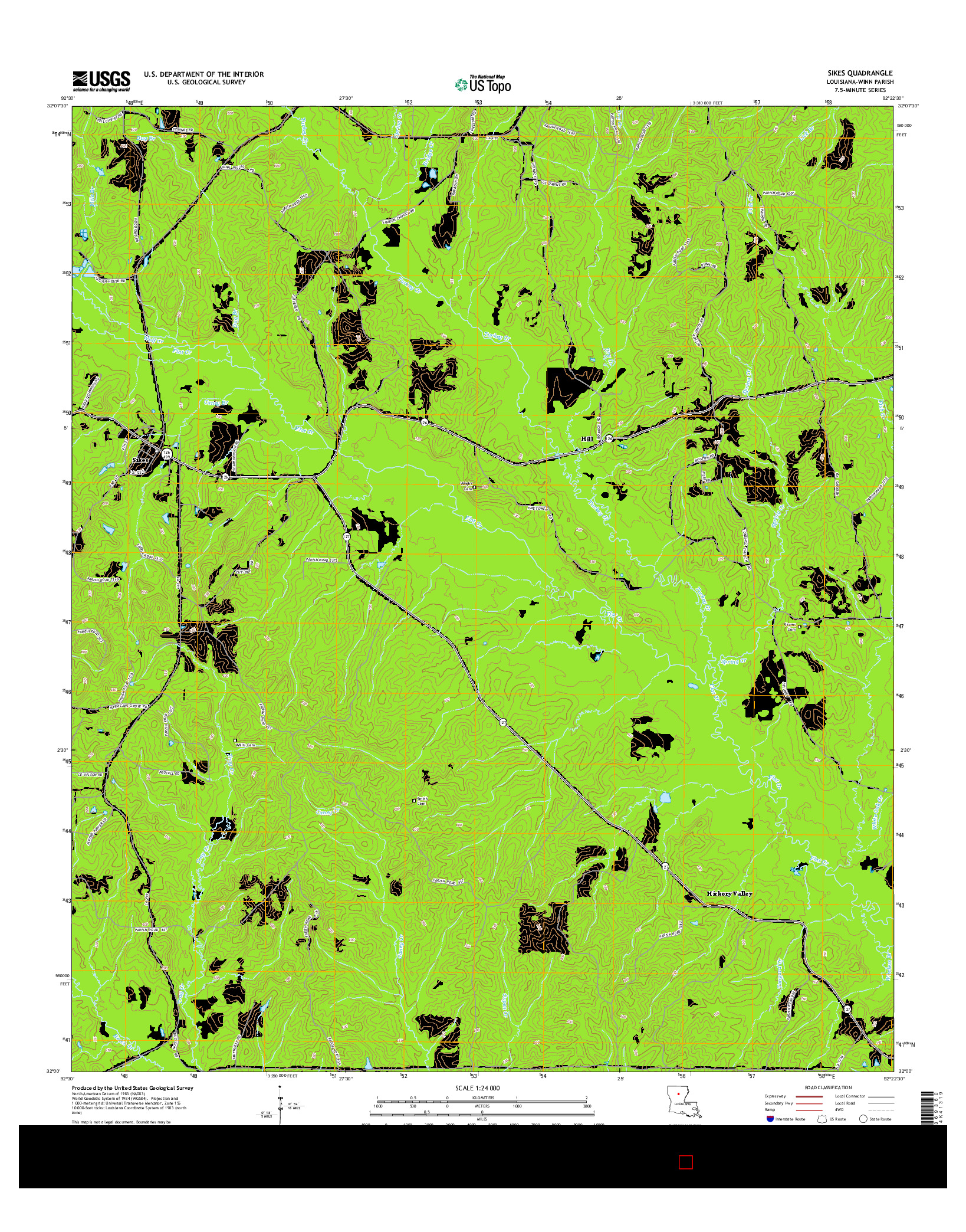 USGS US TOPO 7.5-MINUTE MAP FOR SIKES, LA 2015