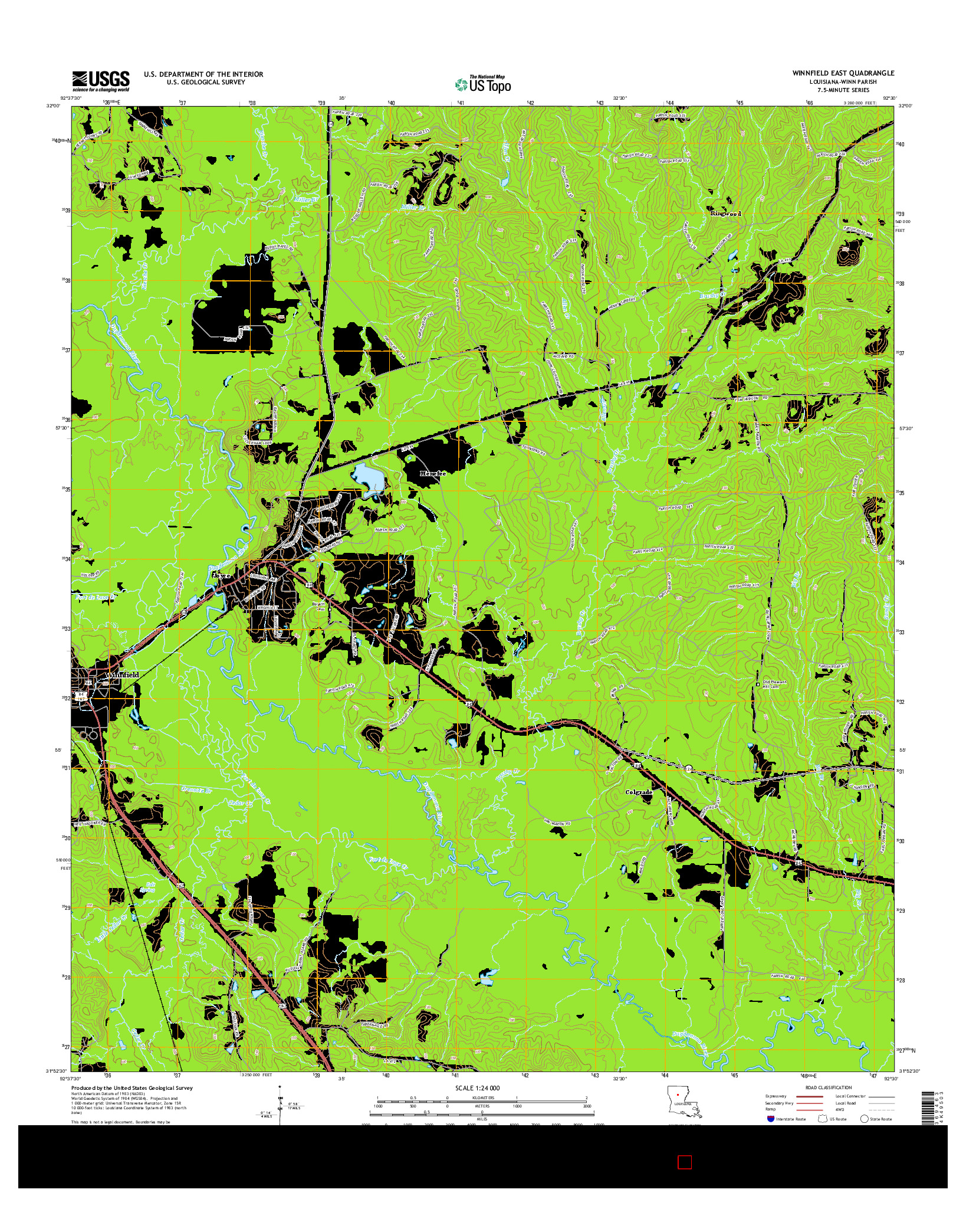 USGS US TOPO 7.5-MINUTE MAP FOR WINNFIELD EAST, LA 2015