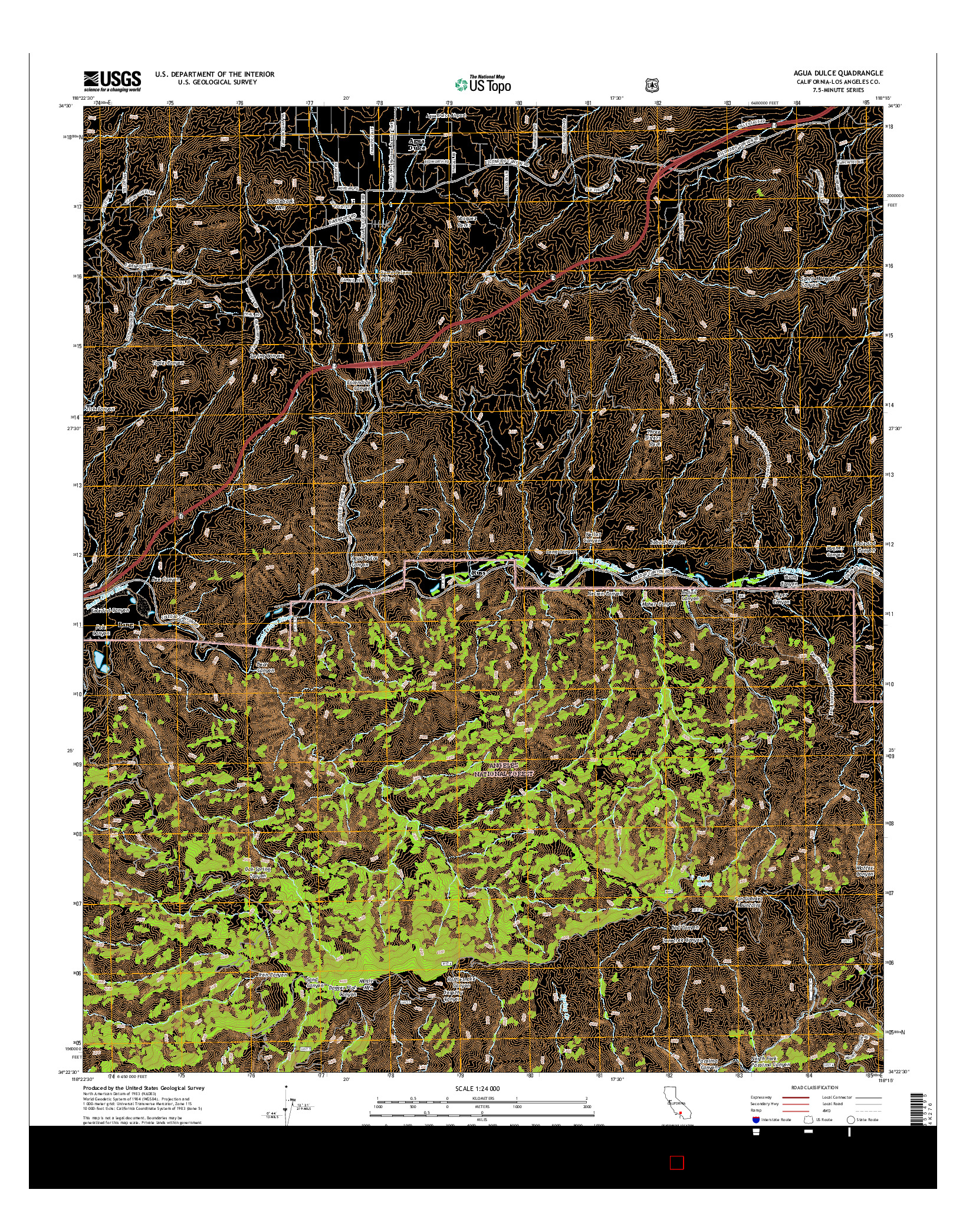 USGS US TOPO 7.5-MINUTE MAP FOR AGUA DULCE, CA 2015