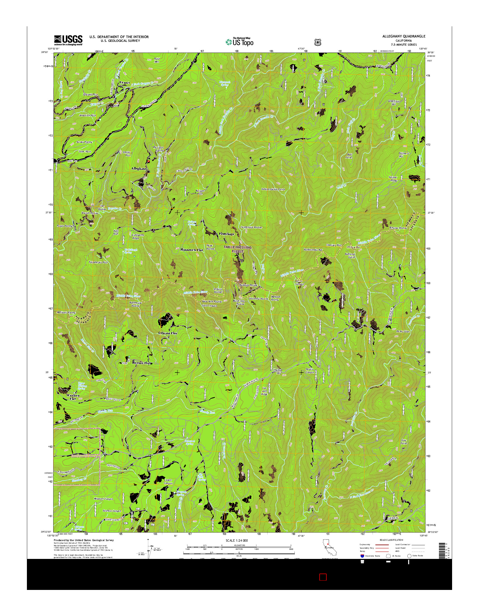 USGS US TOPO 7.5-MINUTE MAP FOR ALLEGHANY, CA 2015