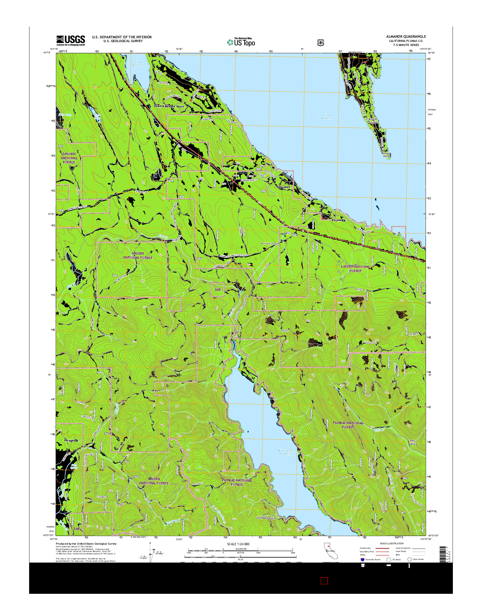 USGS US TOPO 7.5-MINUTE MAP FOR ALMANOR, CA 2015