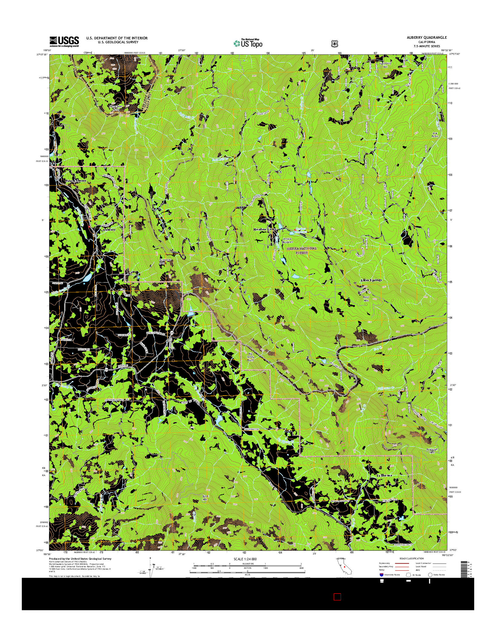 USGS US TOPO 7.5-MINUTE MAP FOR AUBERRY, CA 2015