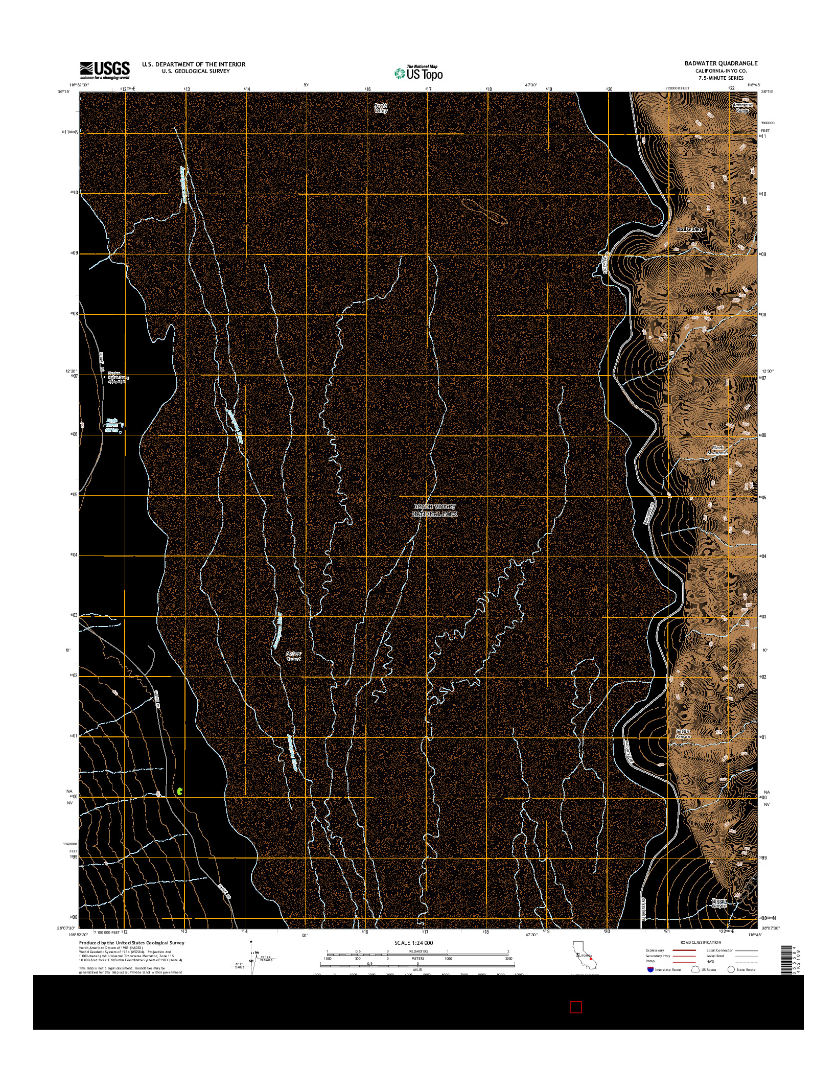 USGS US TOPO 7.5-MINUTE MAP FOR BADWATER, CA 2015