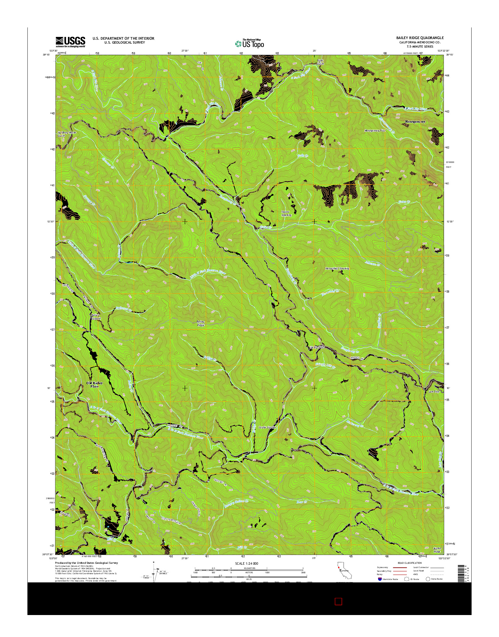 USGS US TOPO 7.5-MINUTE MAP FOR BAILEY RIDGE, CA 2015