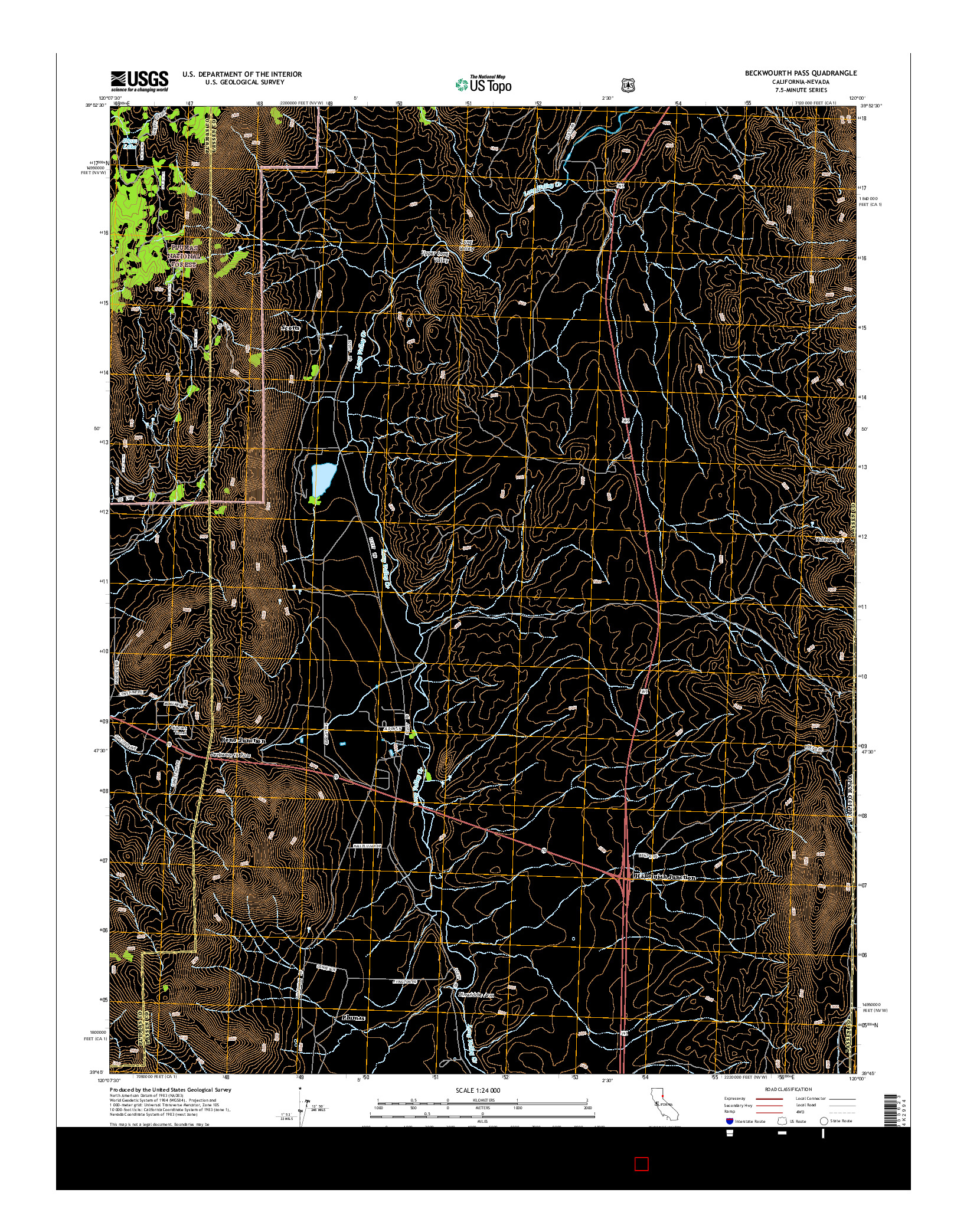 USGS US TOPO 7.5-MINUTE MAP FOR BECKWOURTH PASS, CA-NV 2015
