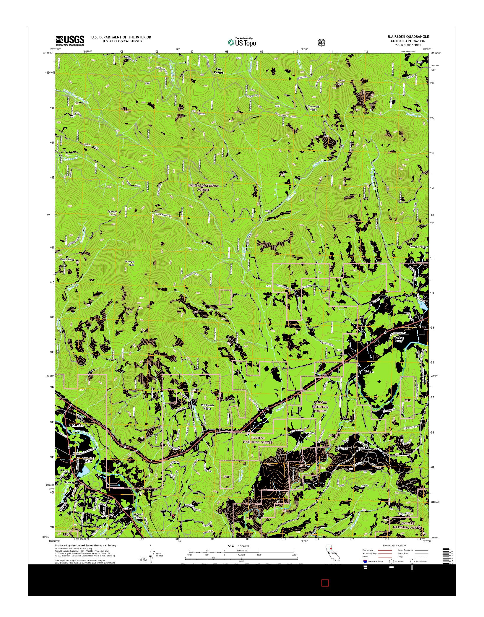 USGS US TOPO 7.5-MINUTE MAP FOR BLAIRSDEN, CA 2015