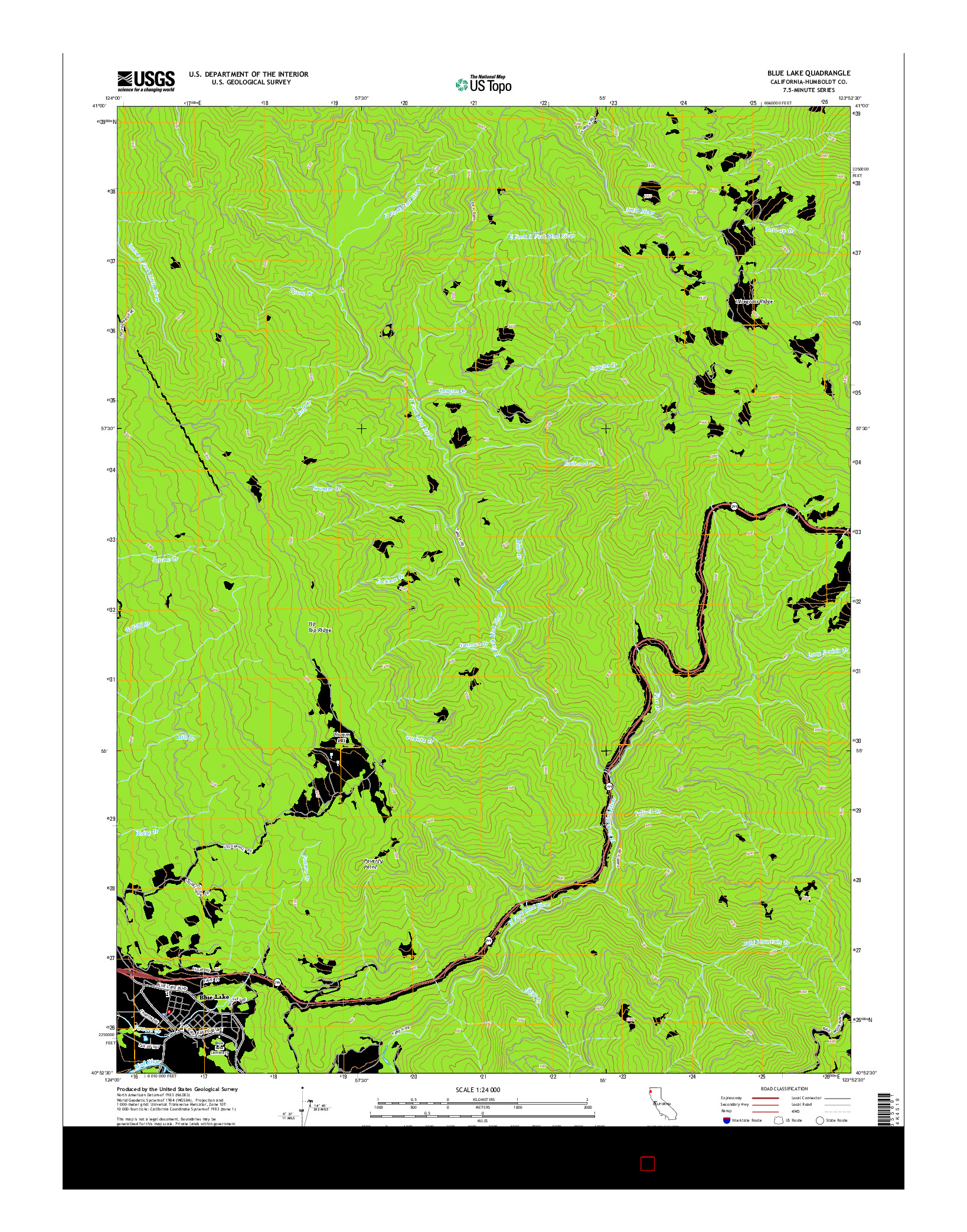 USGS US TOPO 7.5-MINUTE MAP FOR BLUE LAKE, CA 2015