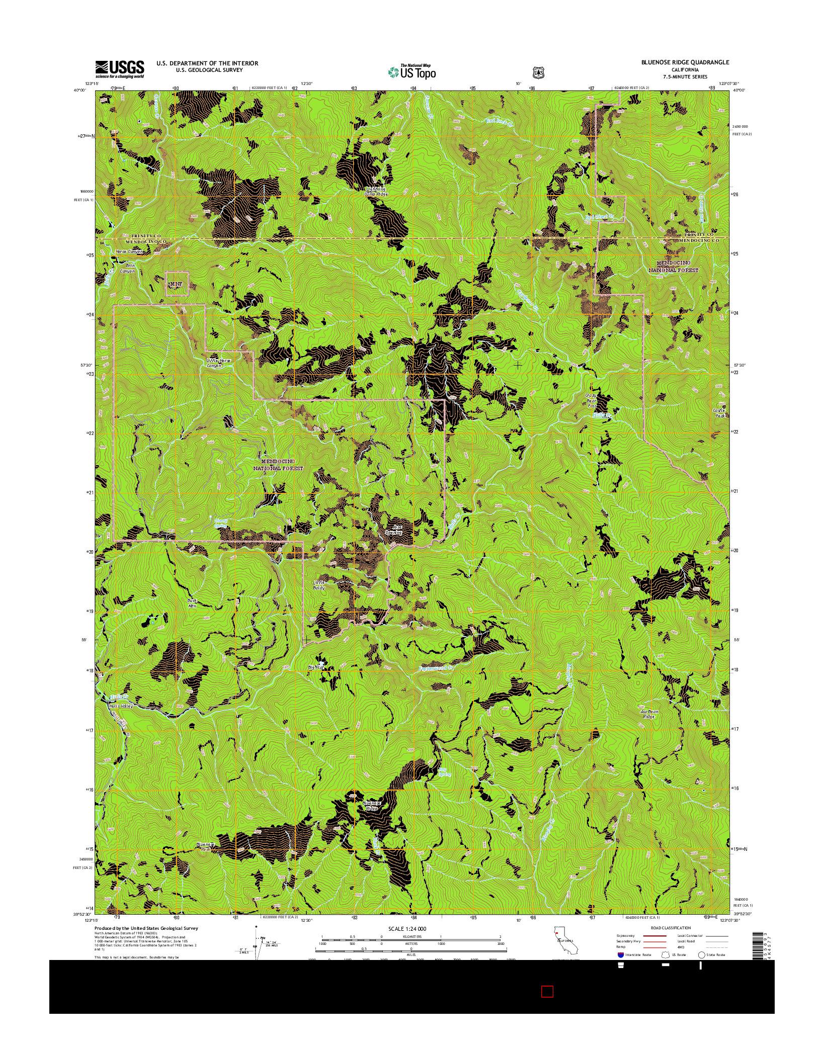 USGS US TOPO 7.5-MINUTE MAP FOR BLUENOSE RIDGE, CA 2015