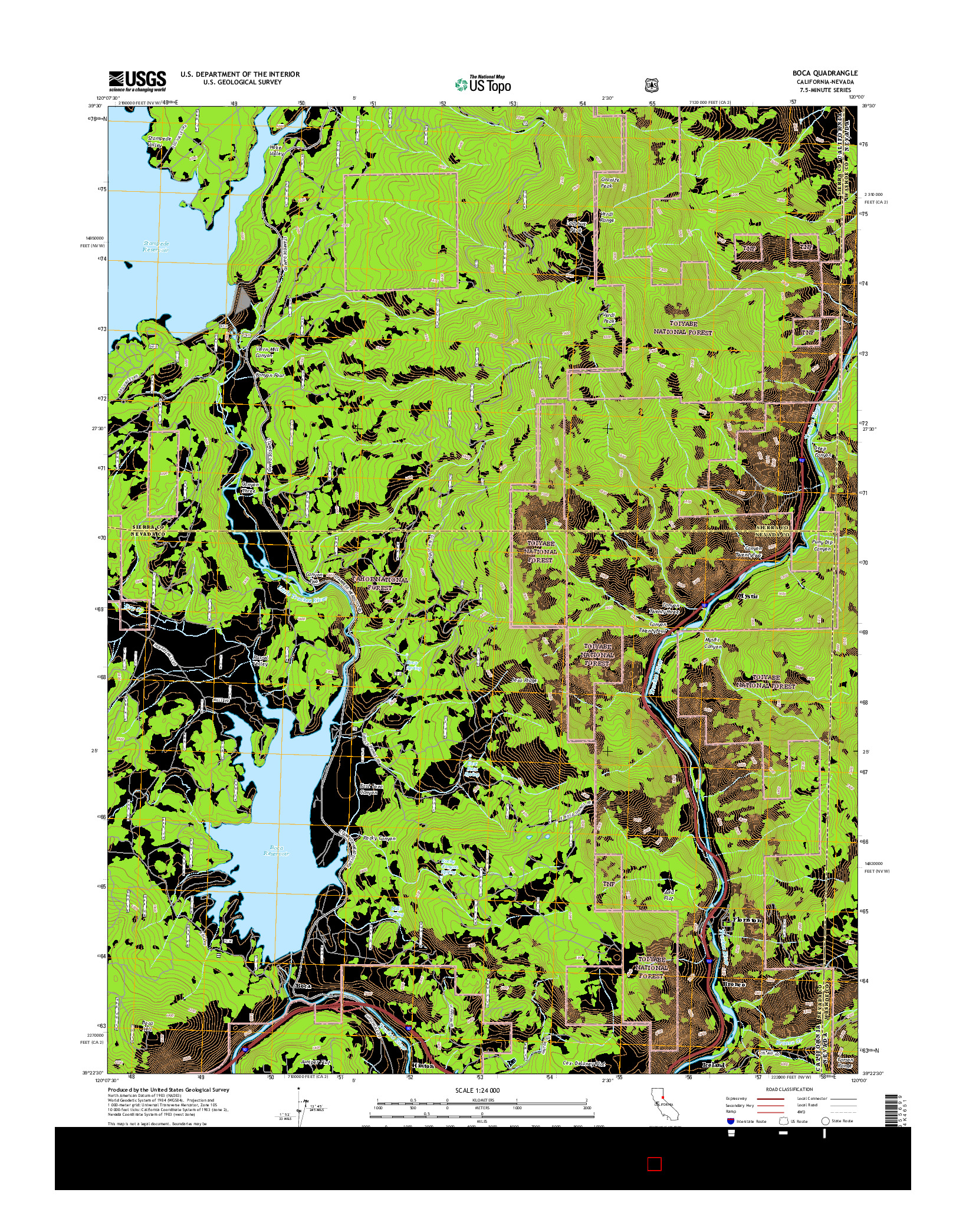 USGS US TOPO 7.5-MINUTE MAP FOR BOCA, CA-NV 2015