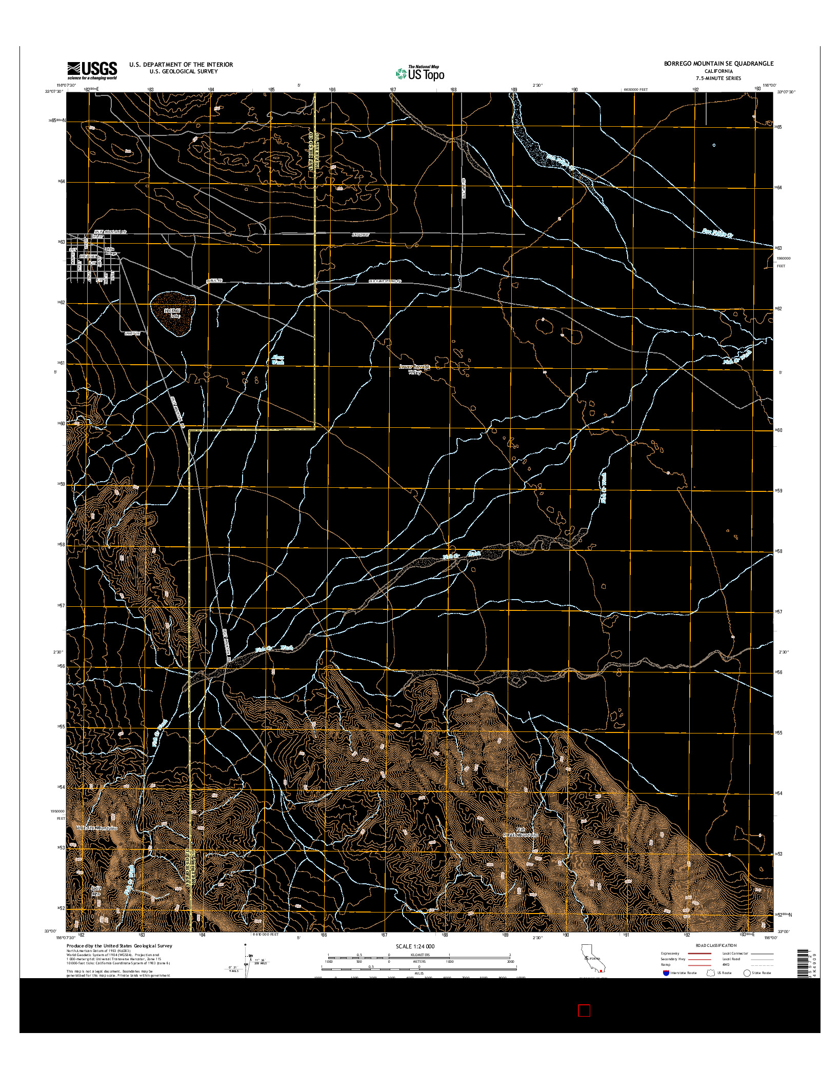USGS US TOPO 7.5-MINUTE MAP FOR BORREGO MOUNTAIN SE, CA 2015