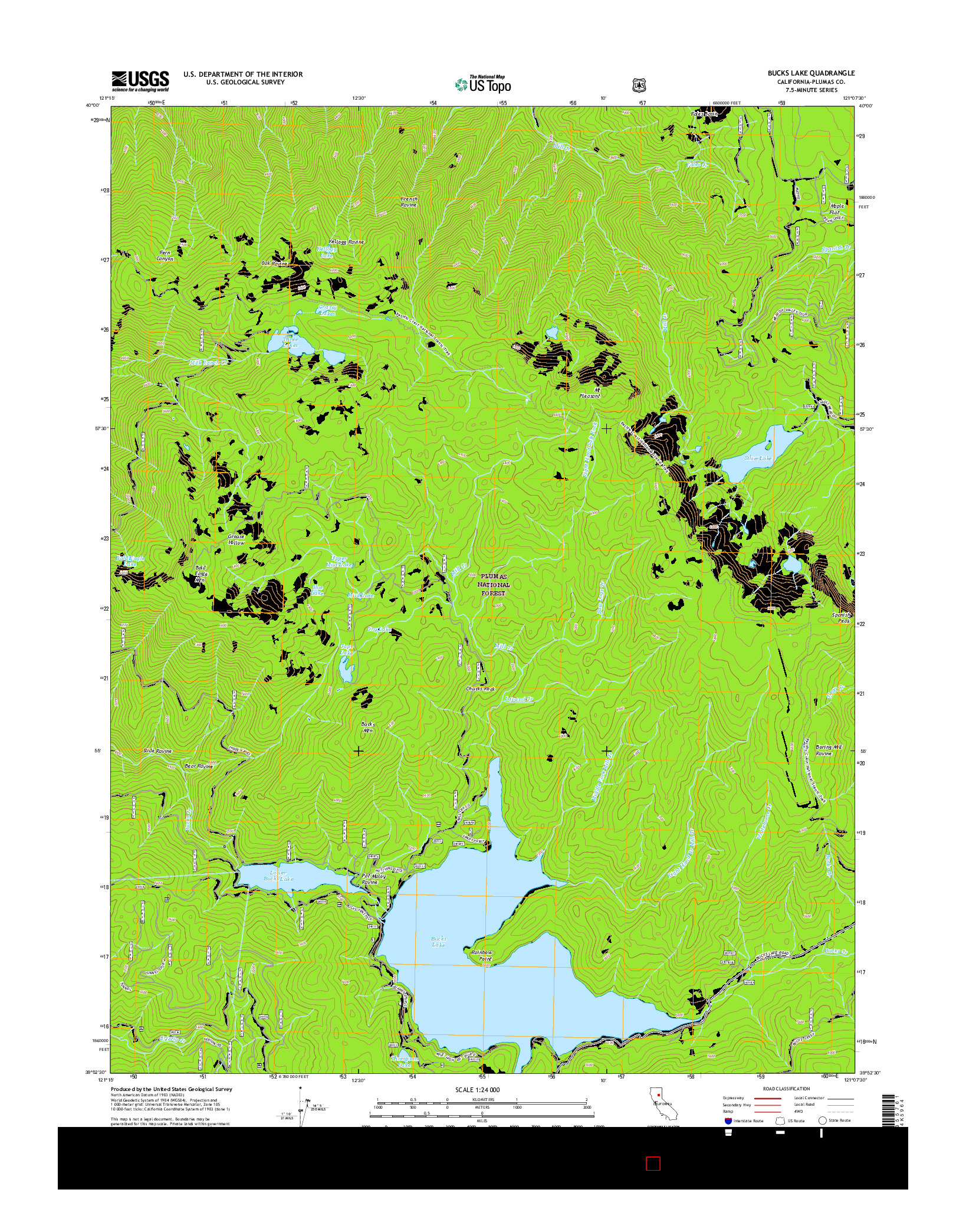 USGS US TOPO 7.5-MINUTE MAP FOR BUCKS LAKE, CA 2015