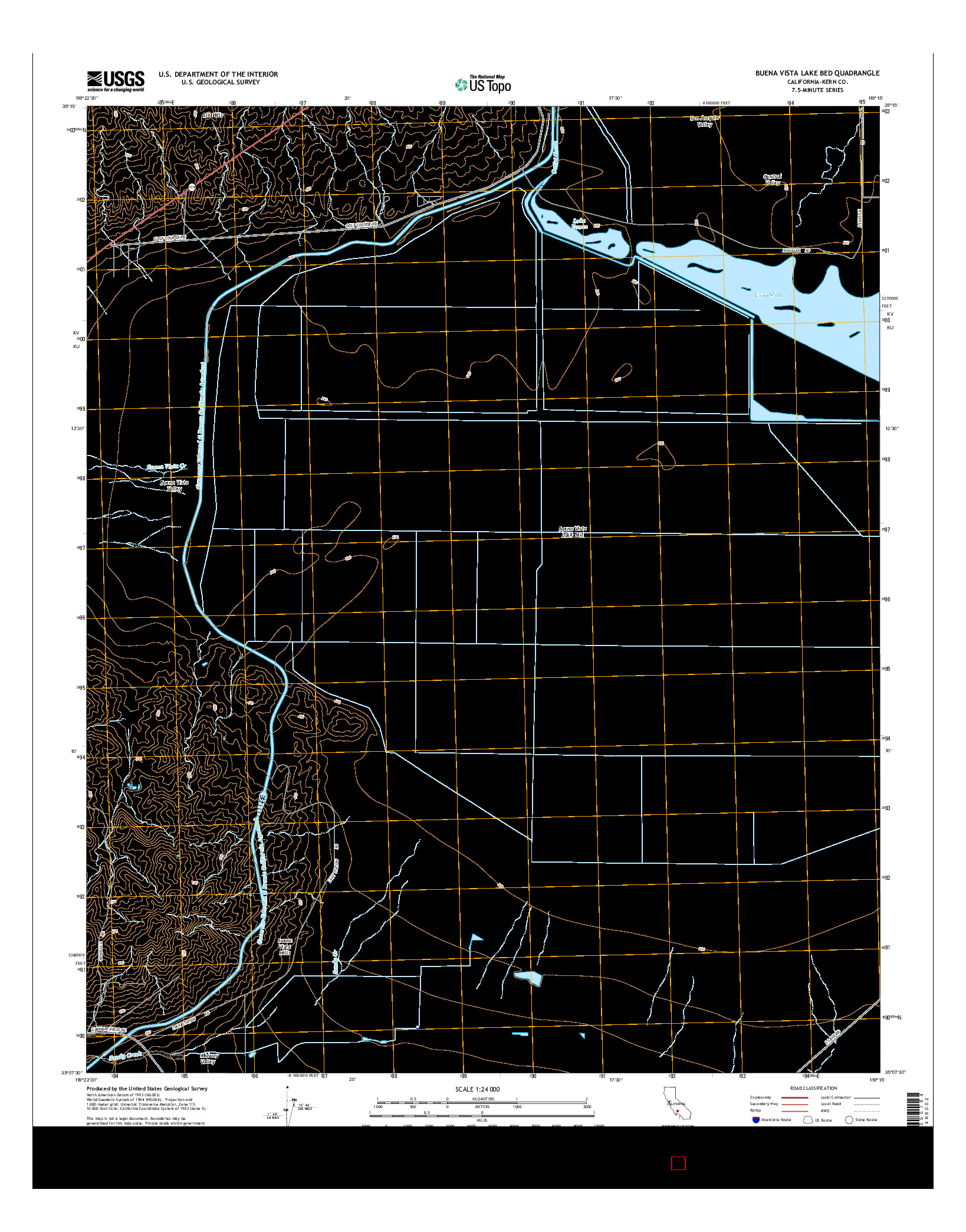 USGS US TOPO 7.5-MINUTE MAP FOR BUENA VISTA LAKE BED, CA 2015