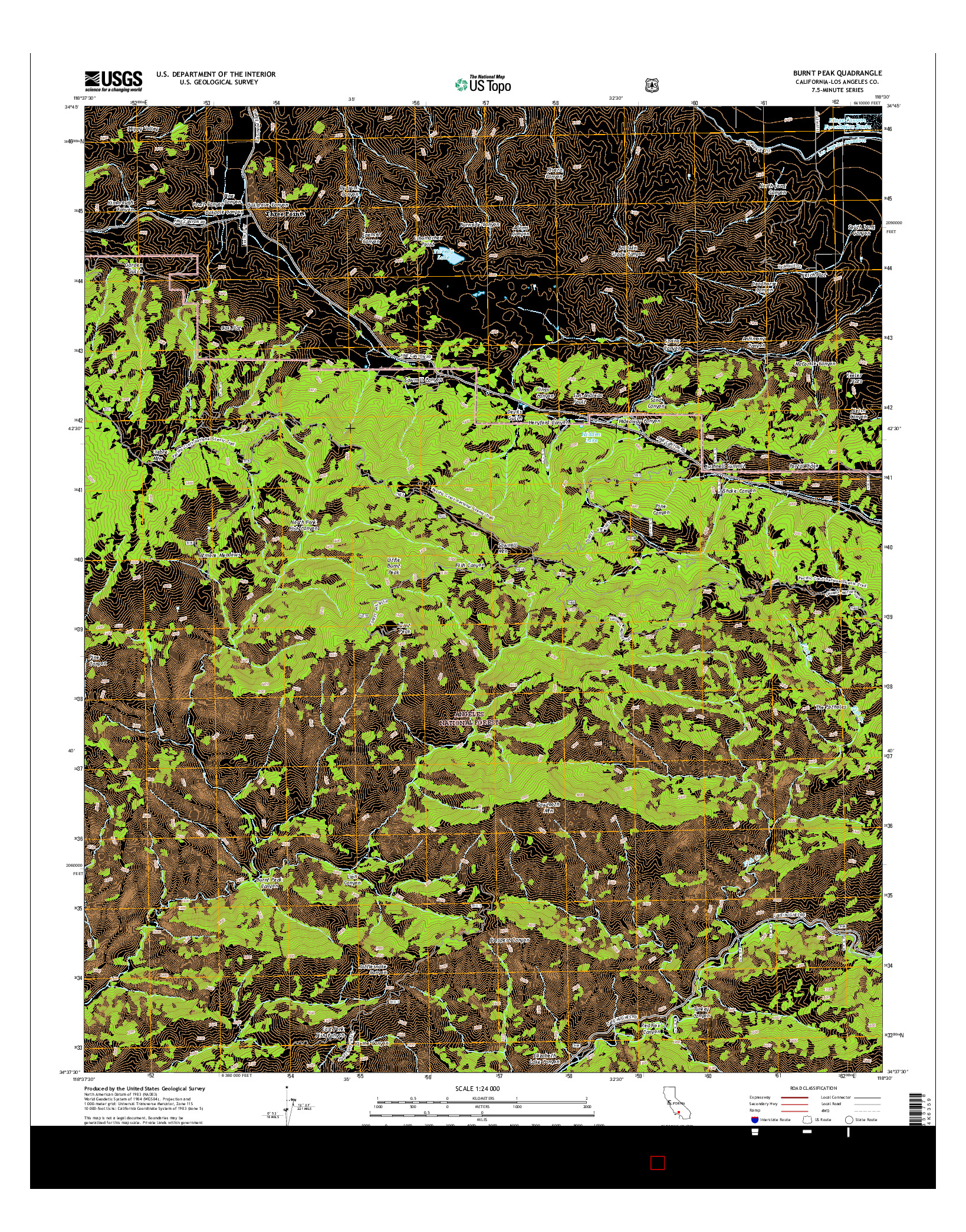 USGS US TOPO 7.5-MINUTE MAP FOR BURNT PEAK, CA 2015