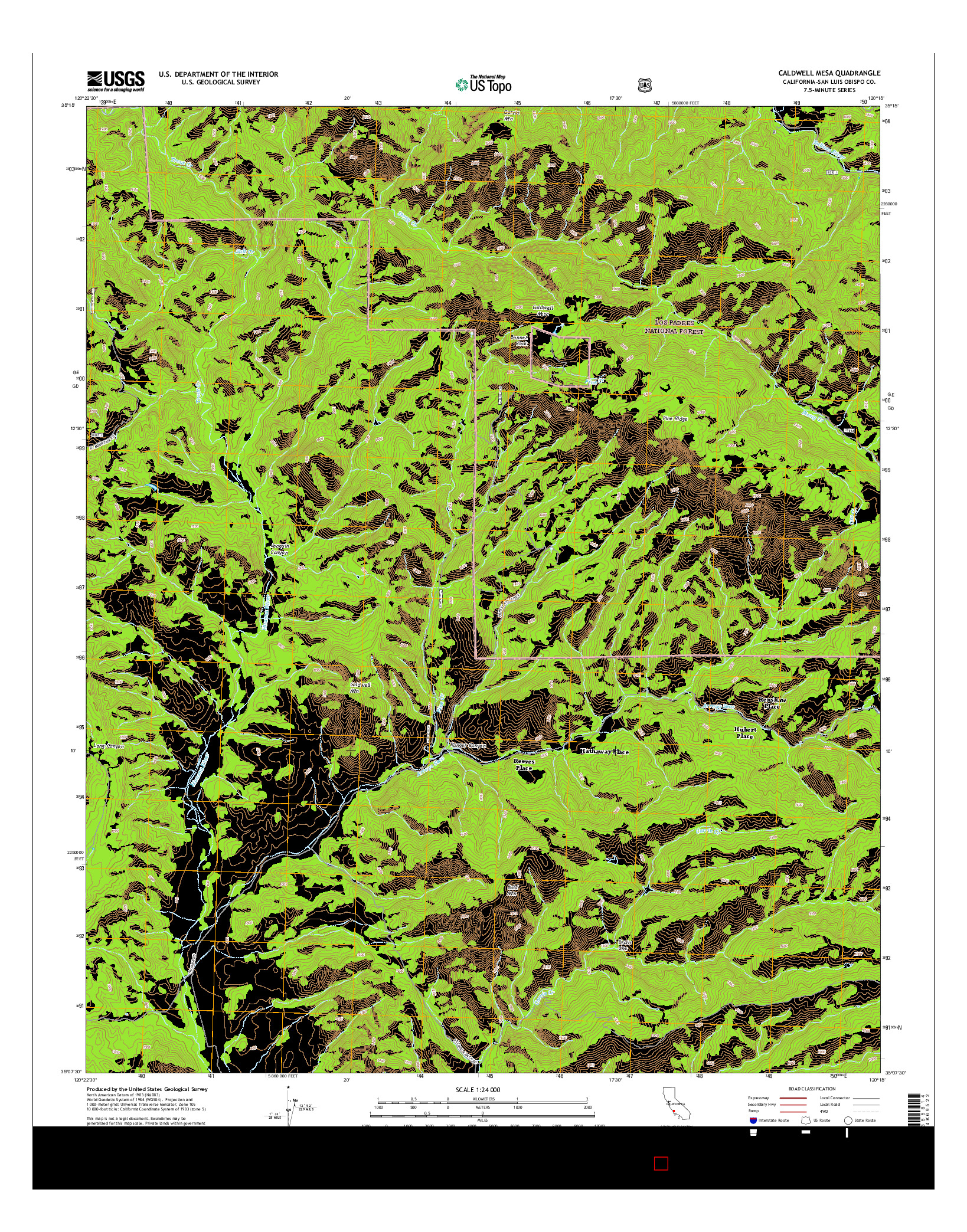 USGS US TOPO 7.5-MINUTE MAP FOR CALDWELL MESA, CA 2015
